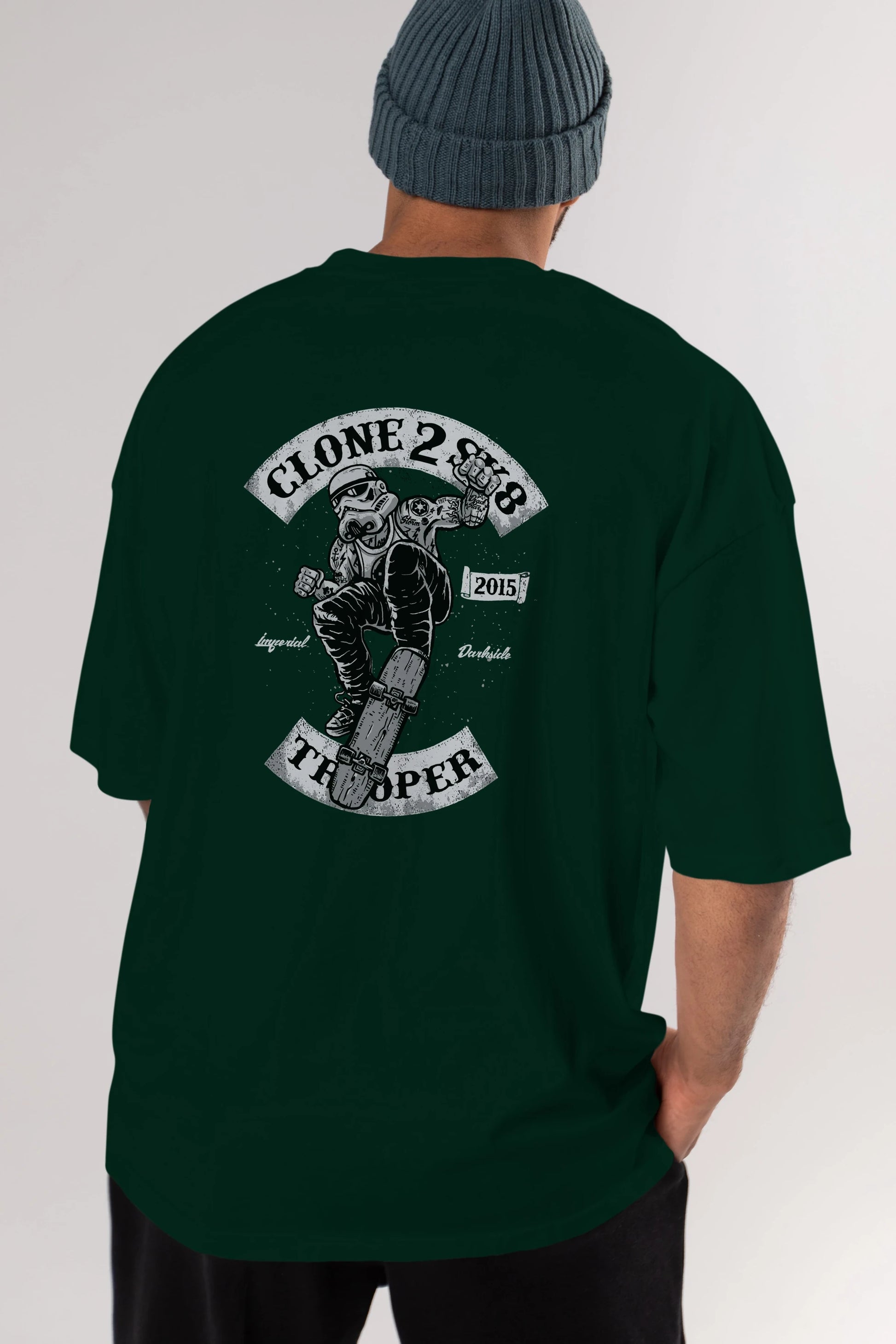 Clone 2 Sk8 Arka Baskılı Oversize t-shirt Erkek Kadın Unisex %100 Pamuk