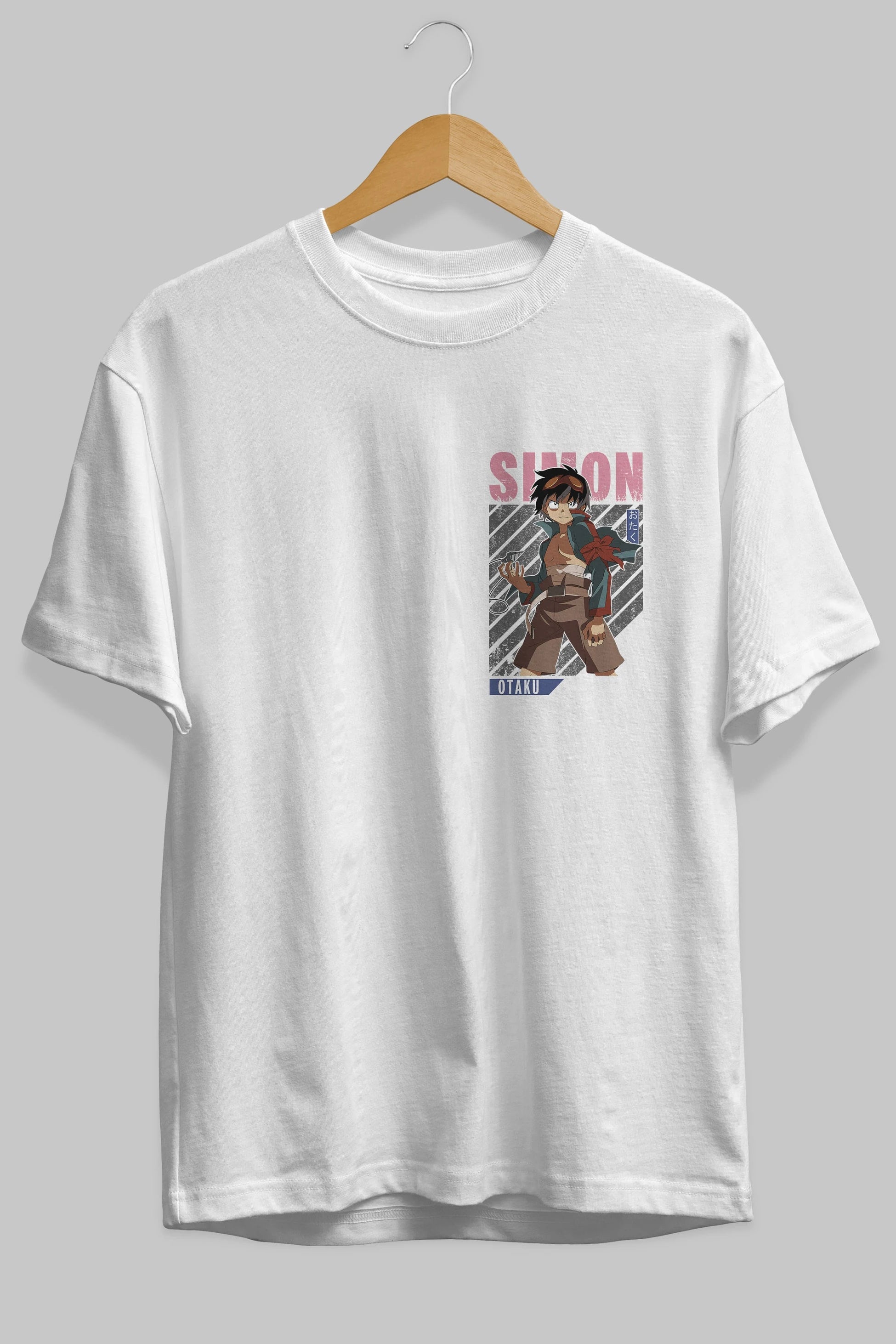 Simon 5 Ön Sol Baskılı Oversize t-shirt Erkek Kadın Unisex %100 Pamuk Bisiklet Yaka tişort