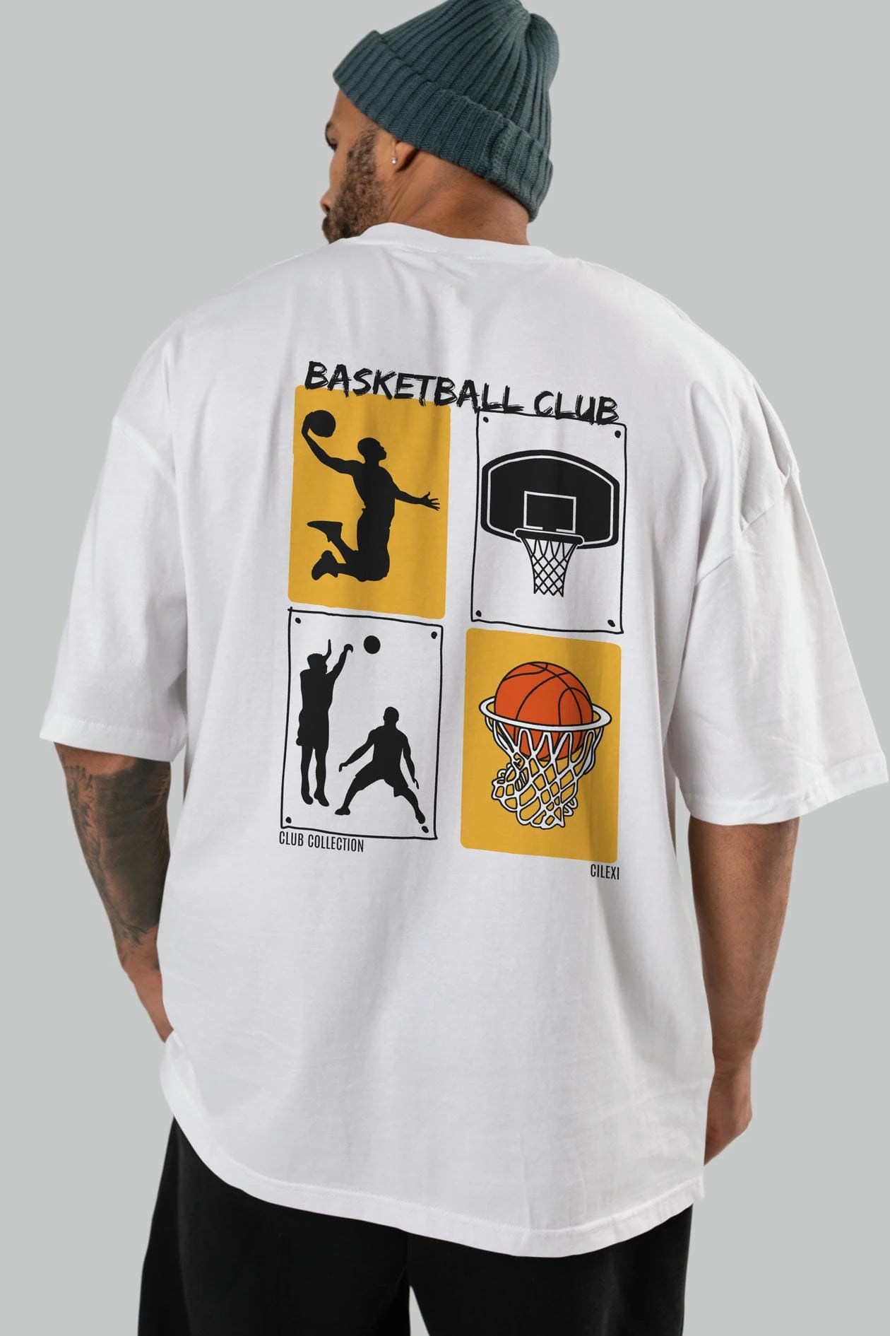 Basketball Club Arka Baskılı Oversize t-shirt Erkek Kadın %100 Pamuk Bisiklet Yaka tişort