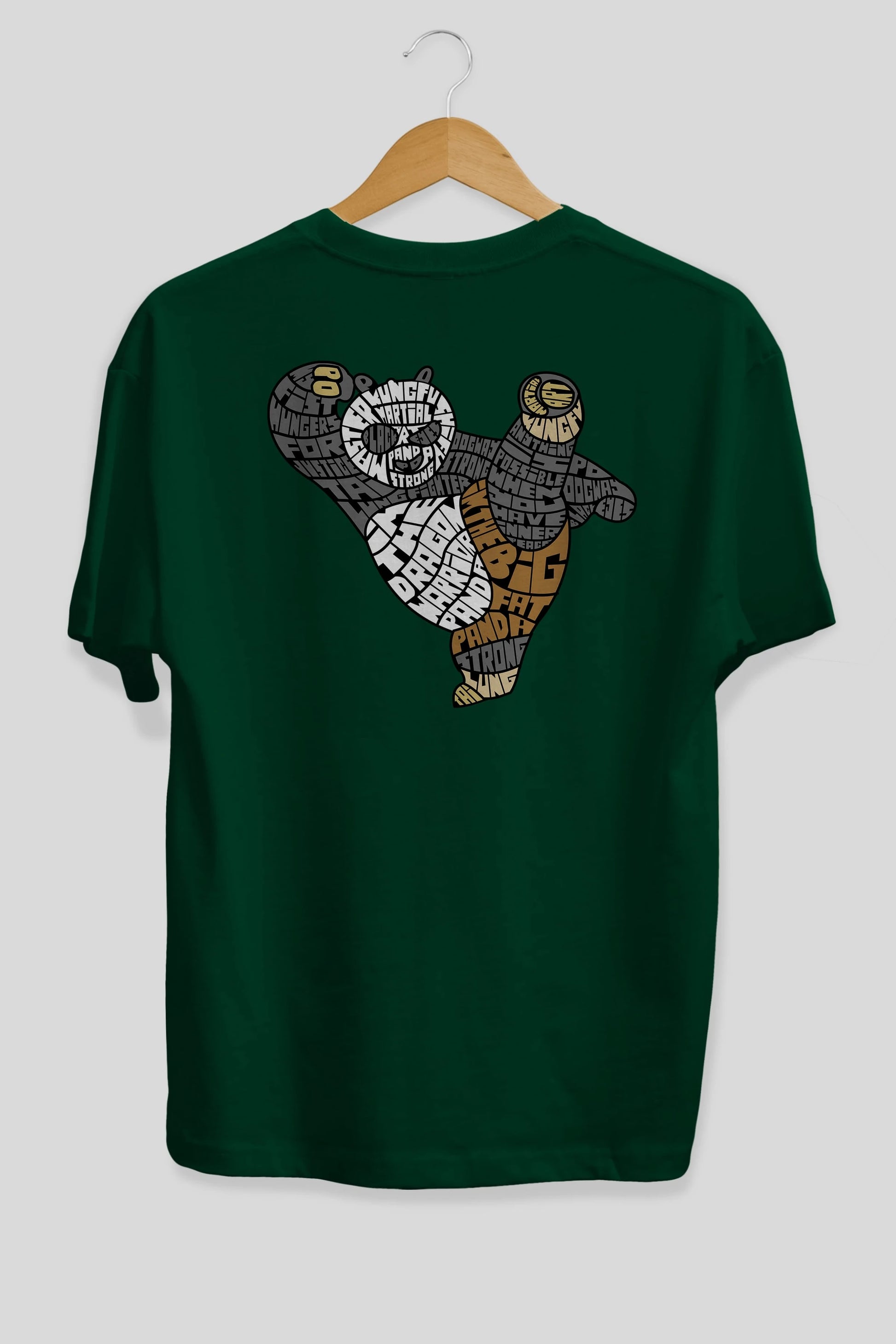 Warrior Panda Arka Baskılı Oversize t-shirt %100 pamuk Erkek Kadın Unisex