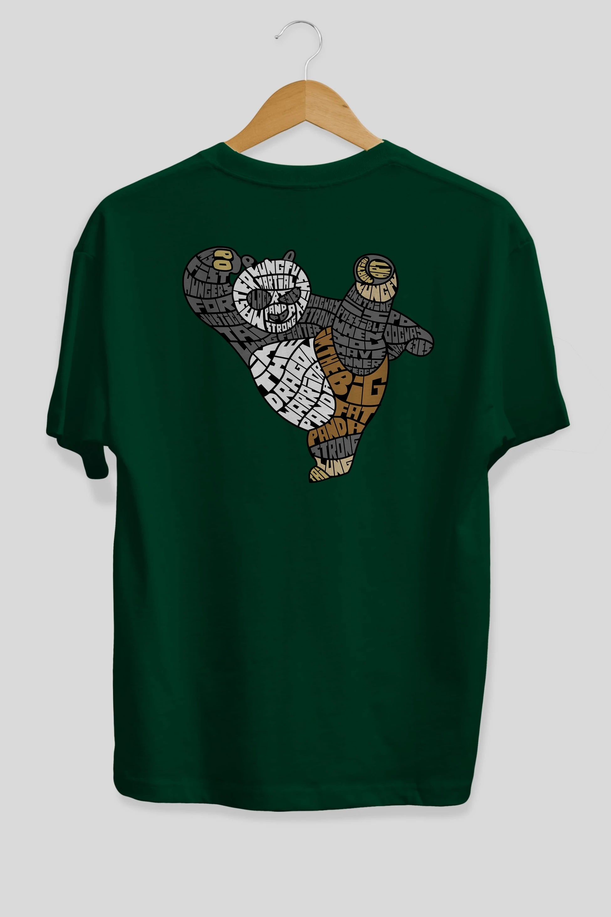 Warrior Panda Arka Baskılı Oversize t-shirt %100 pamuk Erkek Kadın Unisex