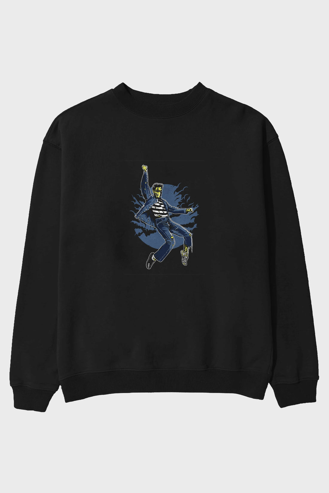Zombie King Ön Baskılı Oversize Sweatshirt Erkek Kadın Unisex