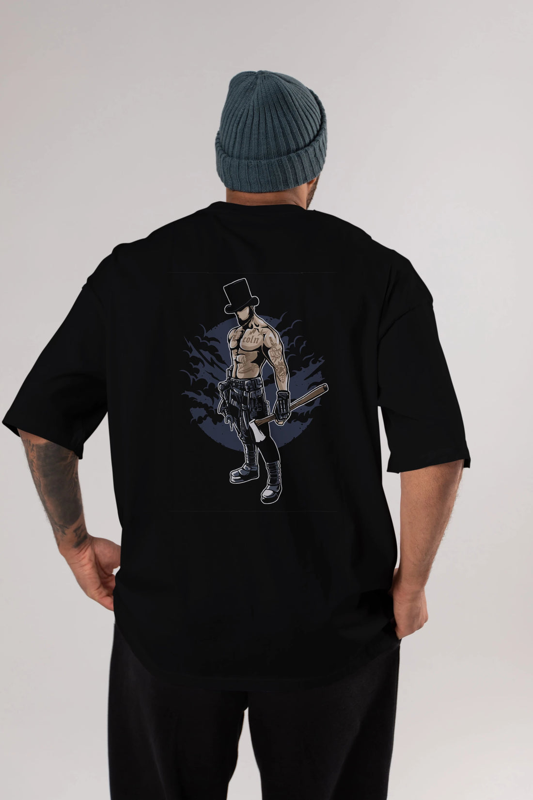 Lincoln Arka Baskılı Oversize t-shirt Erkek Kadın Unisex %100 Pamuk