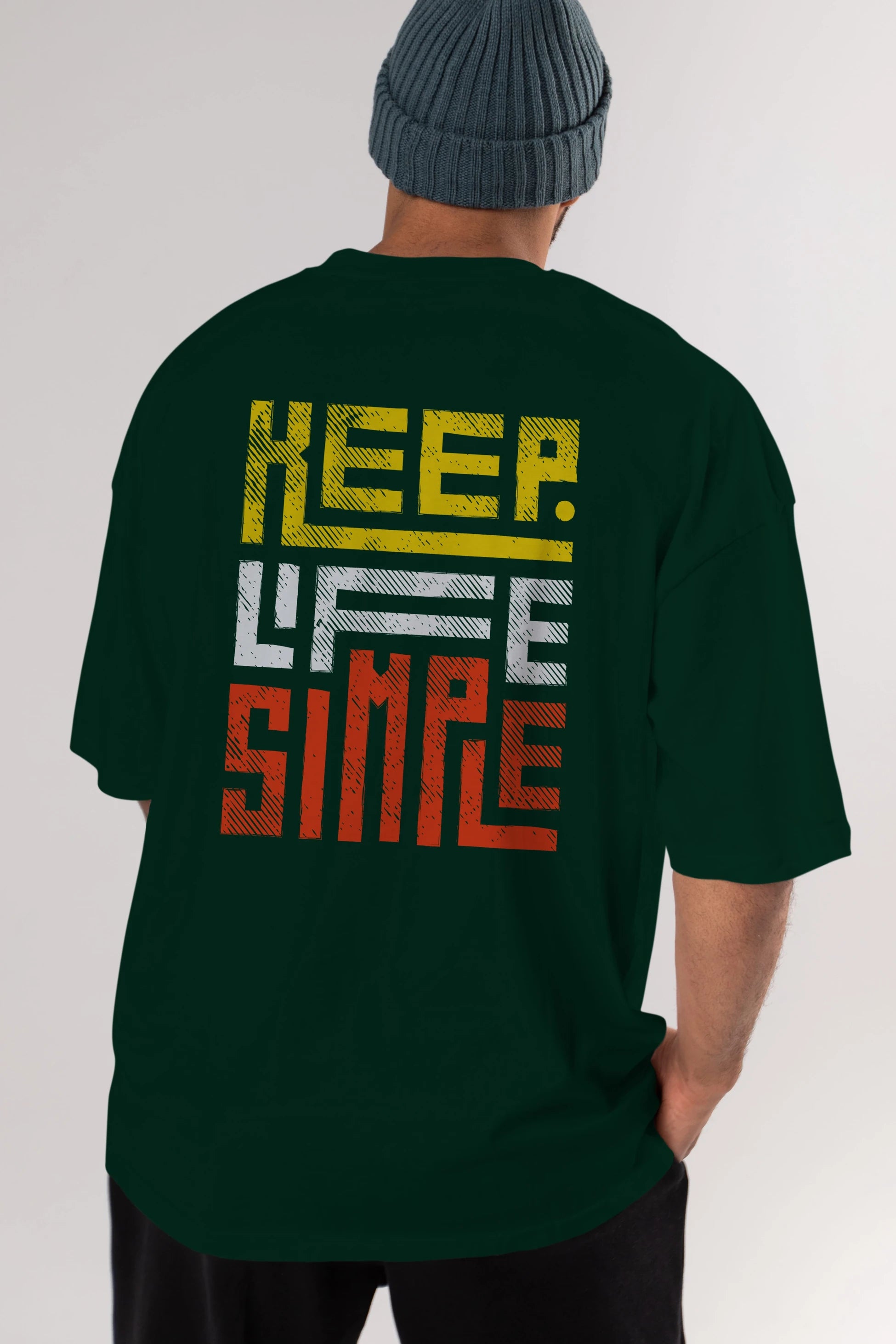 Keep Life Simple Yazılı Arka Baskılı Oversize t-shirt Erkek Kadın Unisex