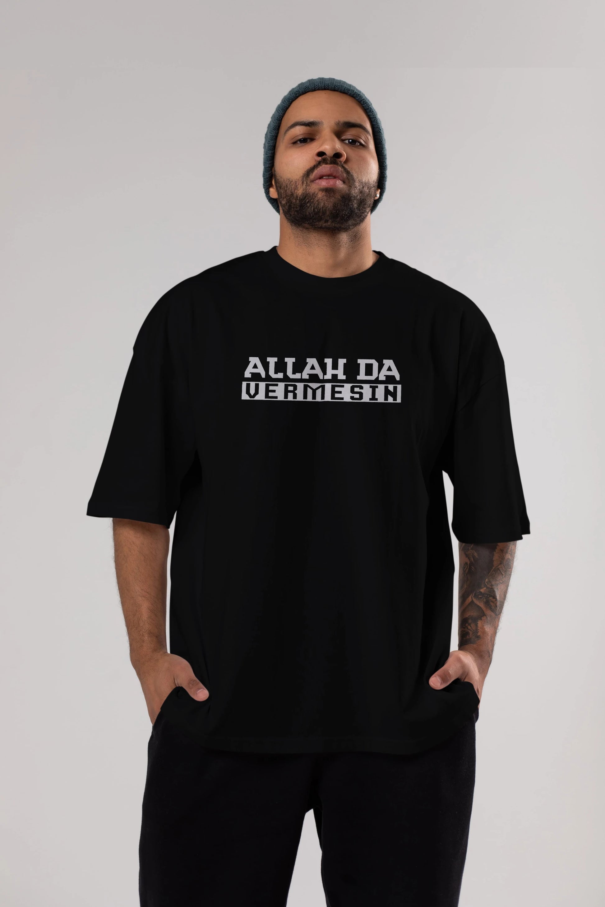 Allah De Vermesin Ön Baskılı Oversize t-shirt %100 pamuk Erkek Kadın Unisex