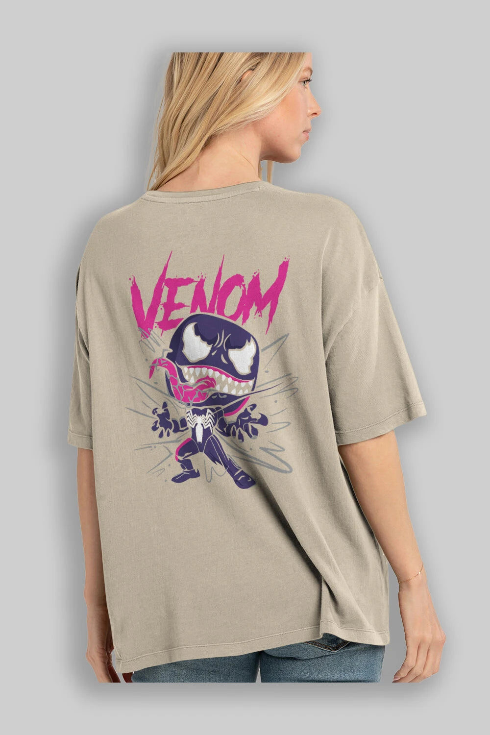 Venom (20) Arka Baskılı Oversize t-shirt Erkek Kadın Unisex %100 Pamuk Bisiklet Yaka tişort