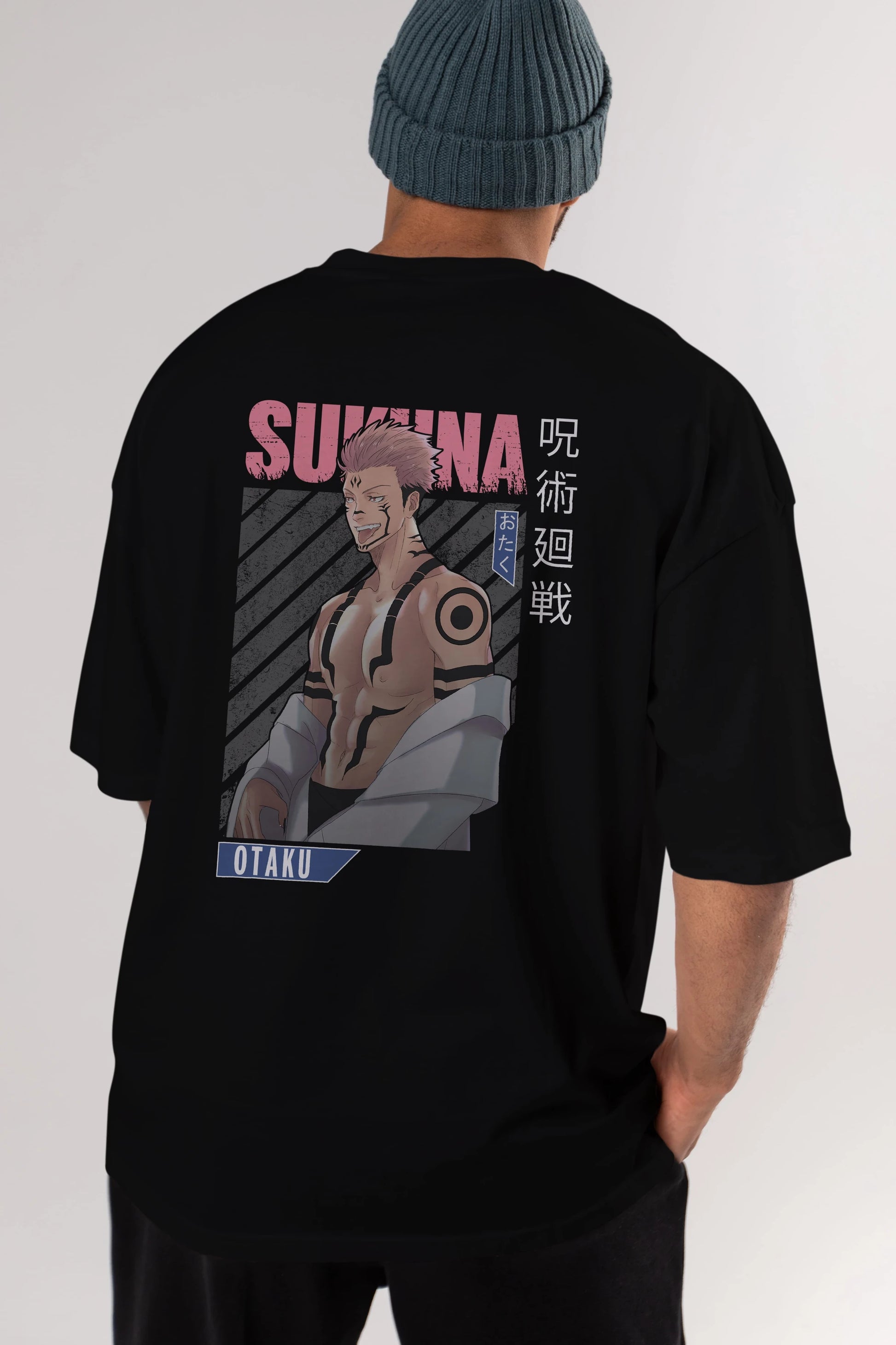 Sukuna Ryoumen Anime Arka Baskılı Oversize t-shirt Erkek Kadın Unisex