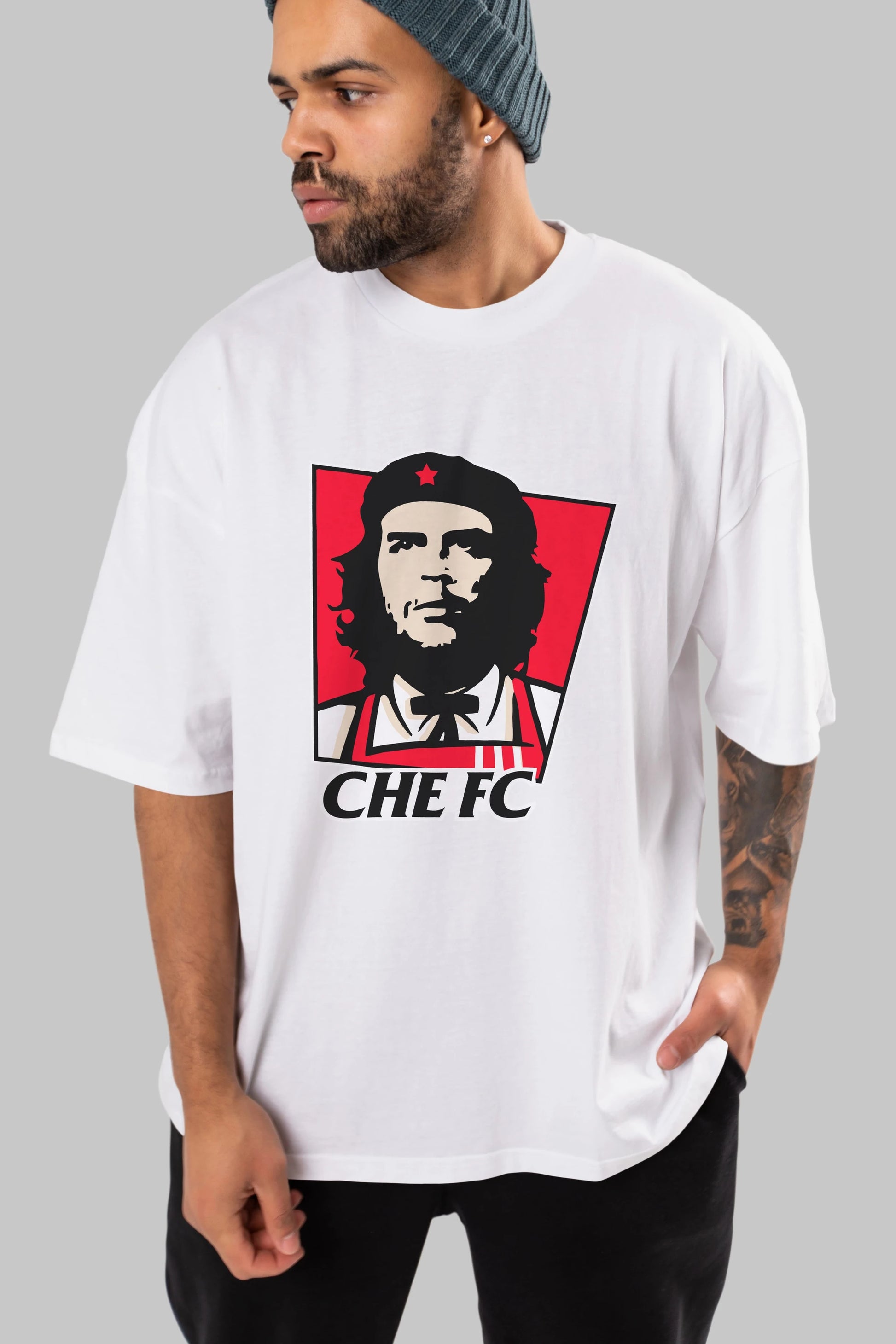 Che FC Ön Baskılı Oversize t-shirt Erkek Kadın Unisex %100 Pamuk Bisiklet Yaka tişort