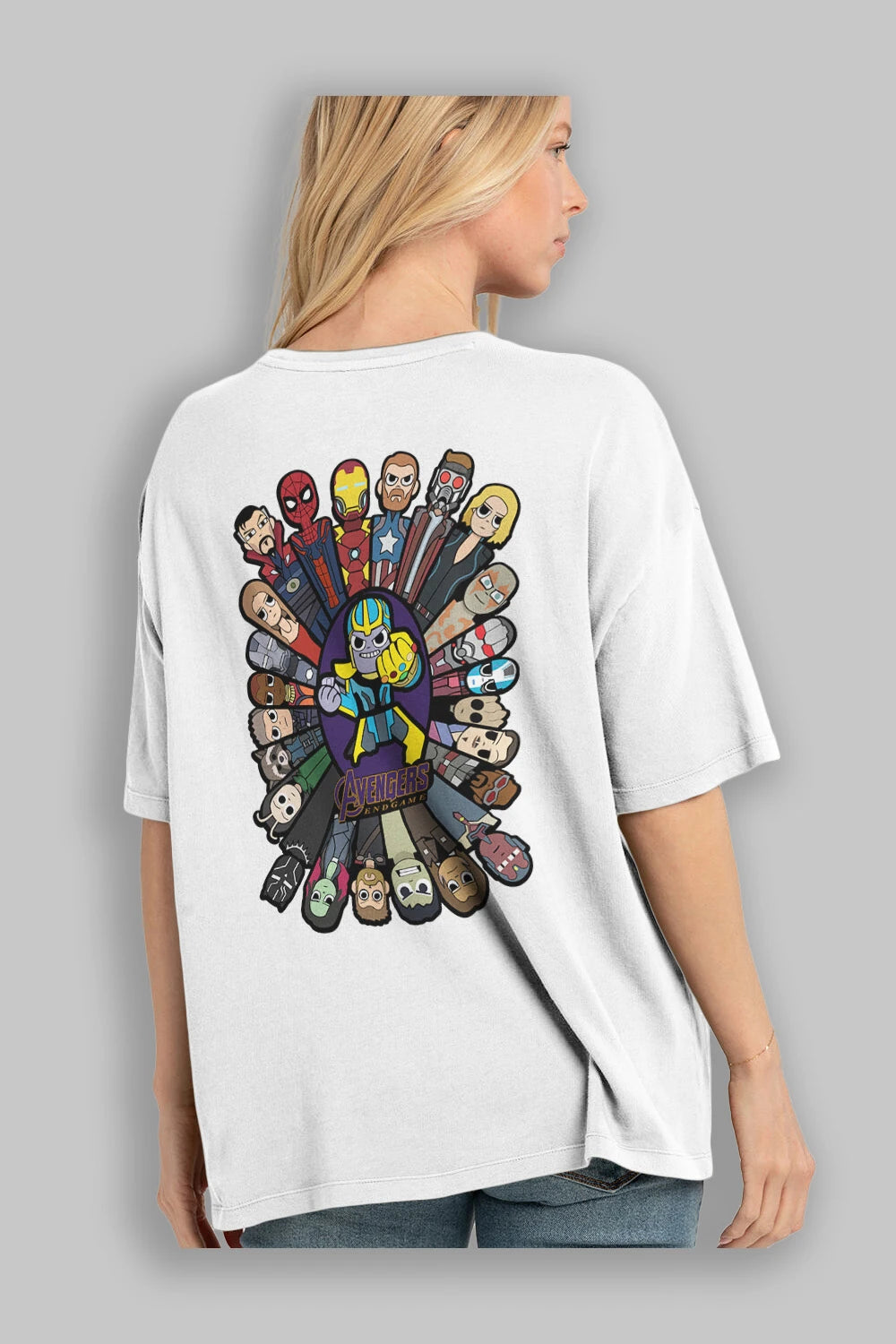The Avengers (2) Arka Baskılı Oversize t-shirt Erkek Kadın Unisex %100 Pamuk Bisiklet Yaka tişort