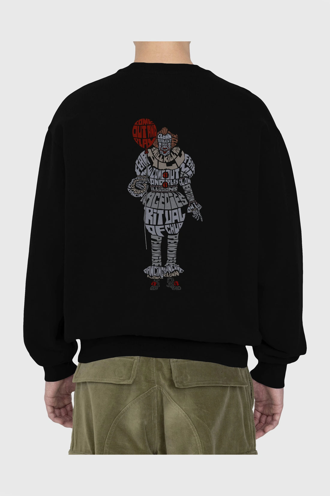 It Arka Baskılı Oversize Sweatshirt Erkek Kadın Unisex