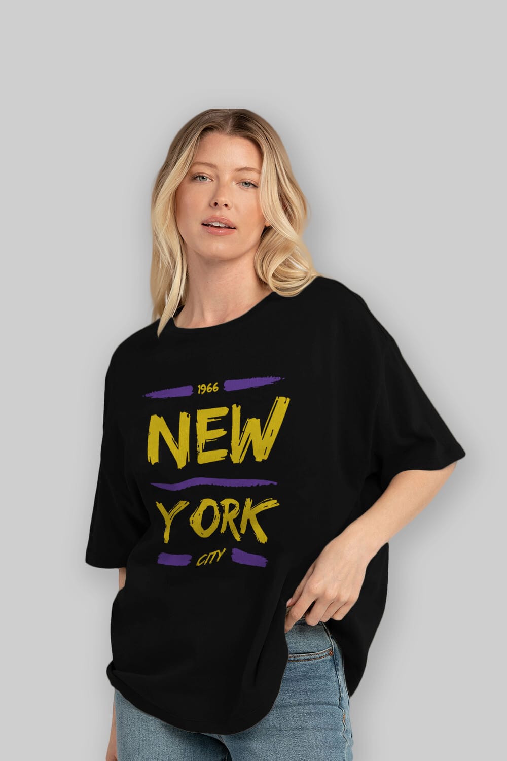 New York City 2 Ön Baskılı Oversize t-shirt Erkek Kadın Unisex