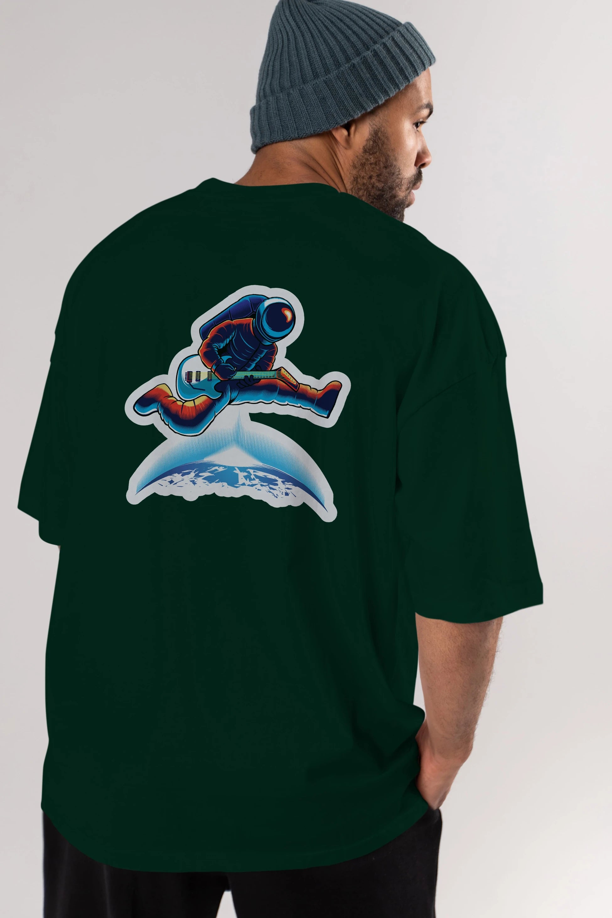 Astroguitar Sticker Arka Baskılı Oversize t-shirt Erkek Kadın Unisex