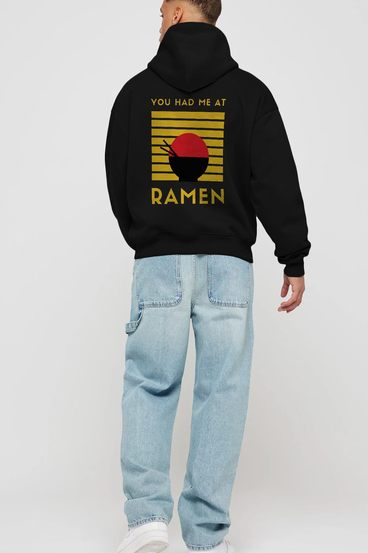 You Had me at Ramen Yazılı Arka Baskılı Oversize Hoodie Kapüşonlu Sweatshirt Erkek Kadın Unisex