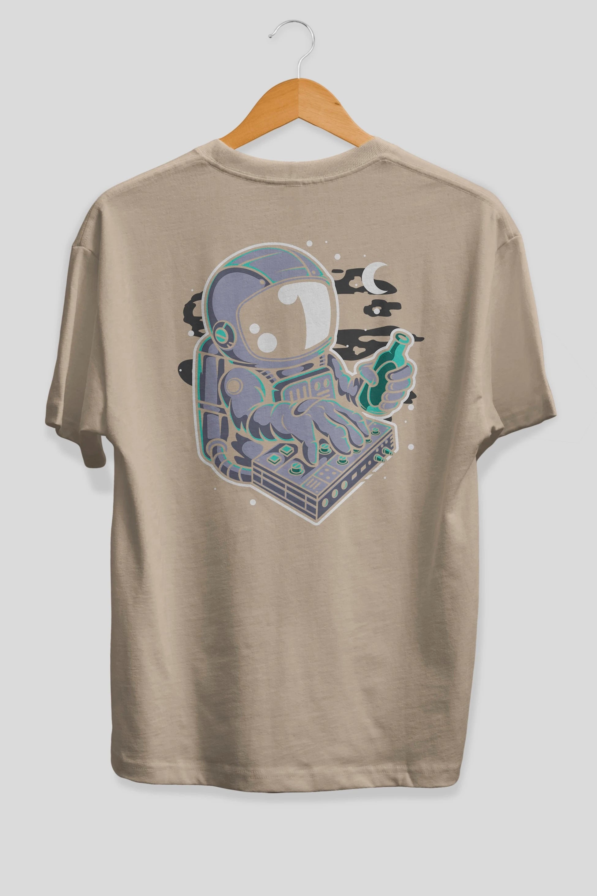 Astronaut Synth Arka Baskılı Oversize t-shirt Erkek Kadın Unisex