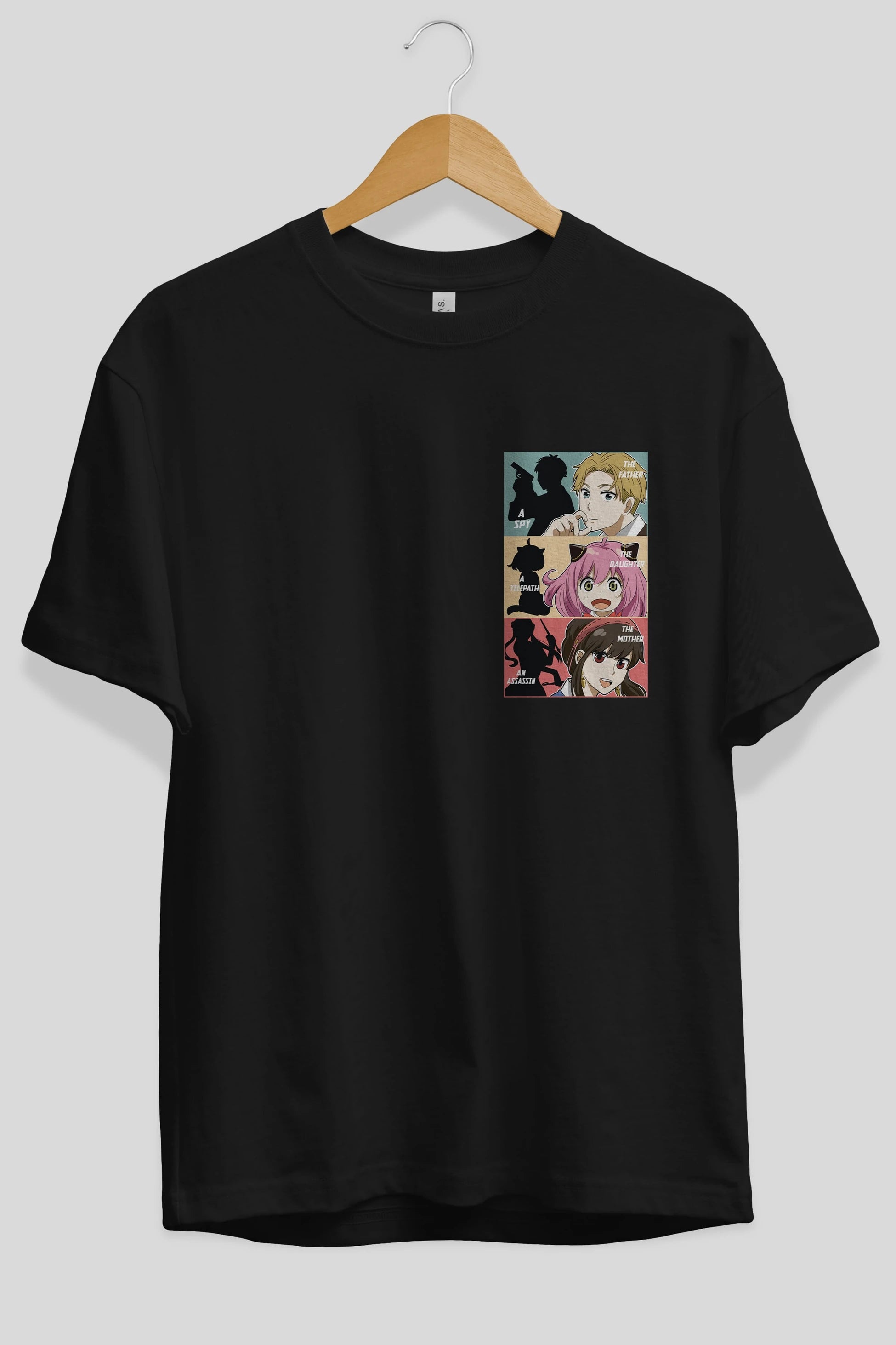 SPY X FAMILY Ön Sol Baskılı Oversize t-shirt Erkek Kadın Unisex %100 Pamuk Bisiklet Yaka tişort