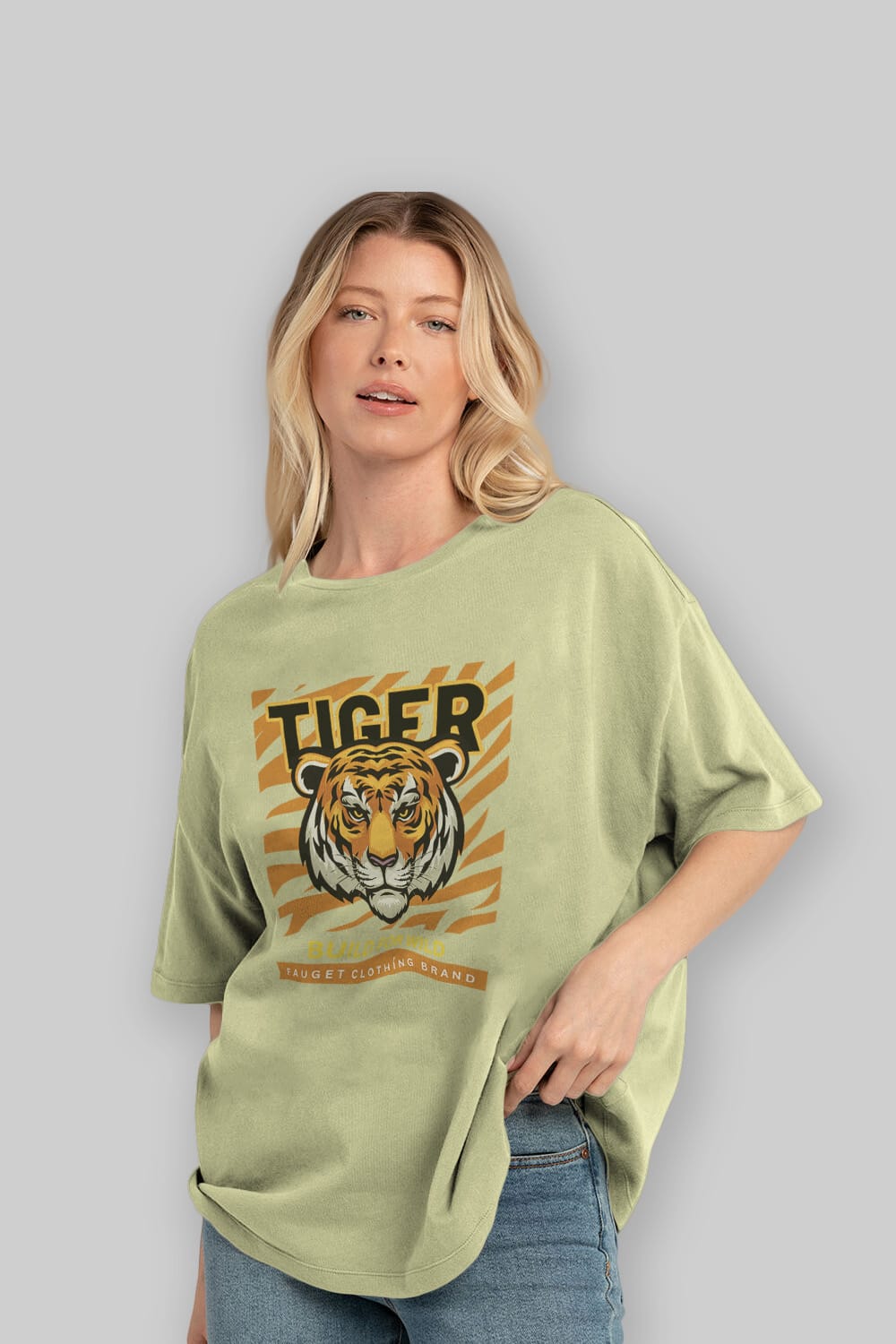 Tiger Ön Baskılı Oversize t-shirt Erkek Kadın Unisex
