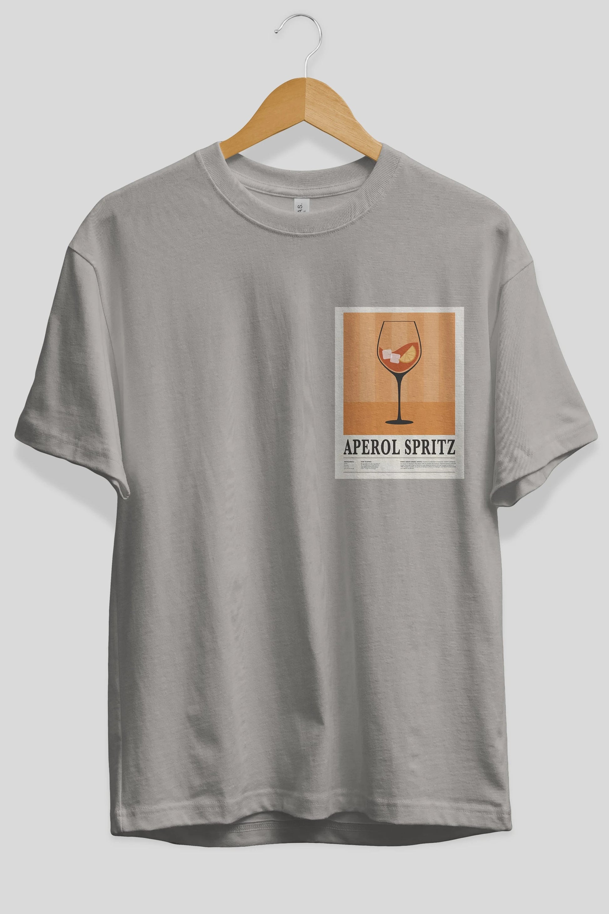 Aperol Spritz 8 Ön Sol Baskılı Oversize t-shirt Erkek Kadın Unisex %100 Pamuk Bisiklet Yaka tişort