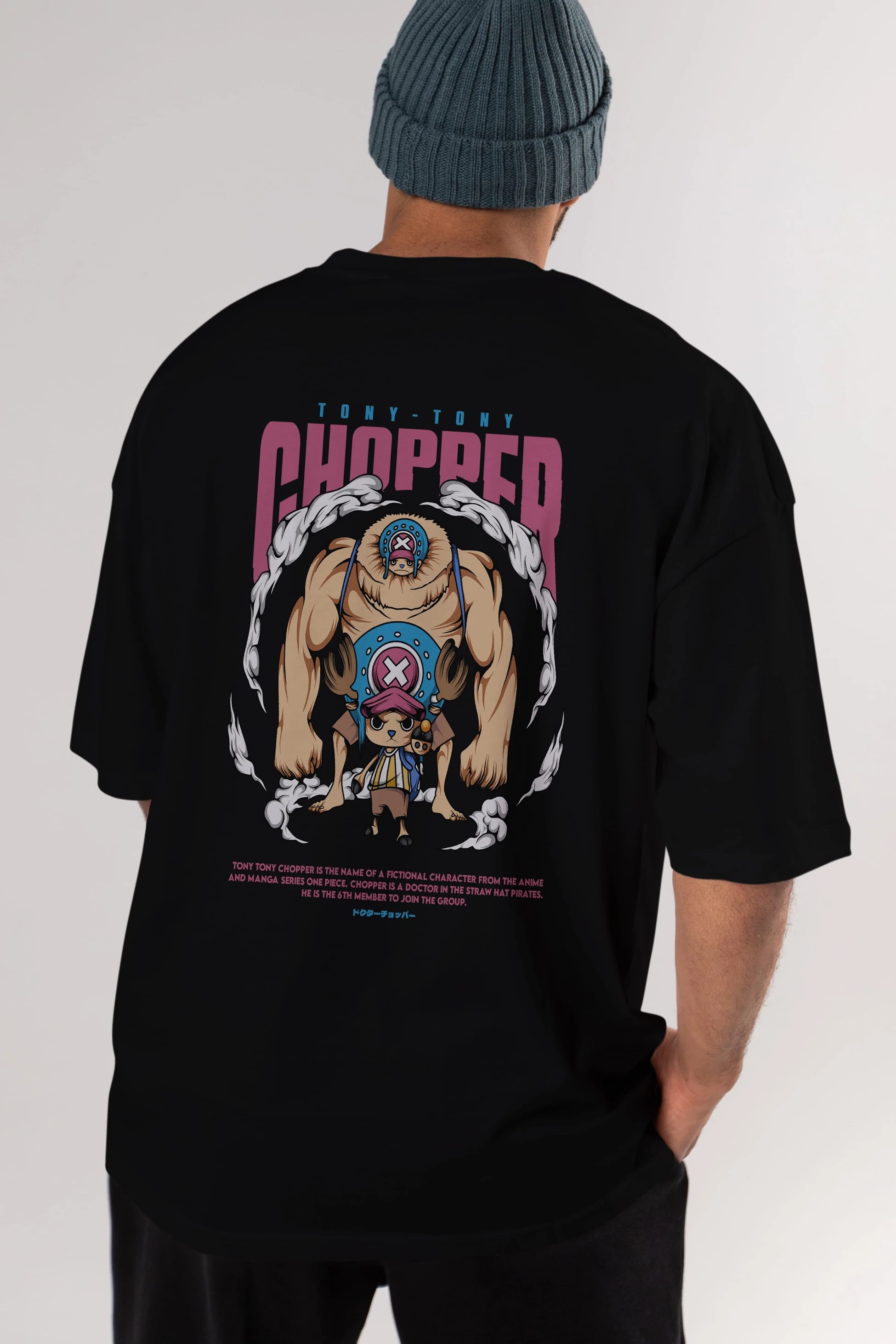 Tony Tony Chopper Anime Arka Baskılı Oversize t-shirt Erkek Kadın Unisex