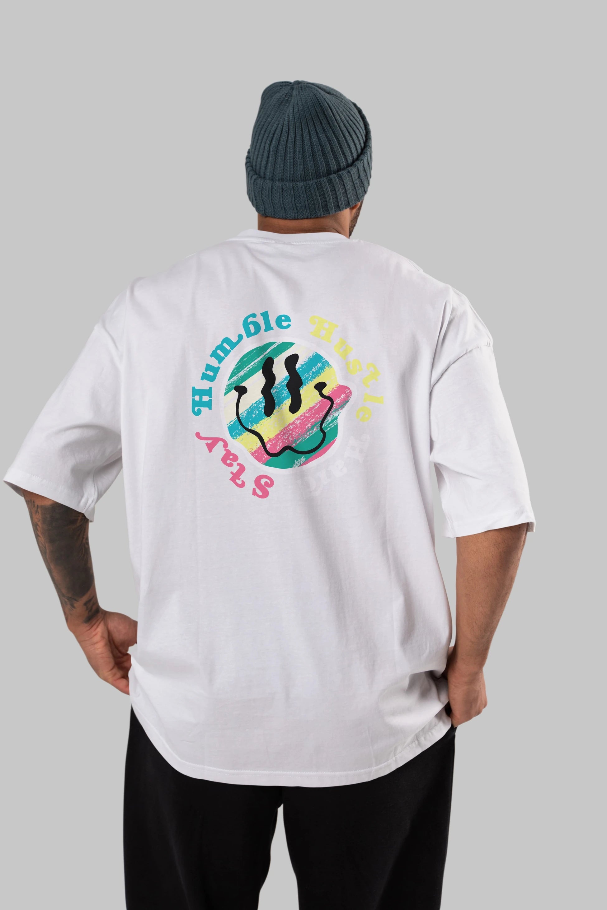 Stay Humble 2 Arka Baskılı Oversize t-shirt Erkek Kadın Unisex