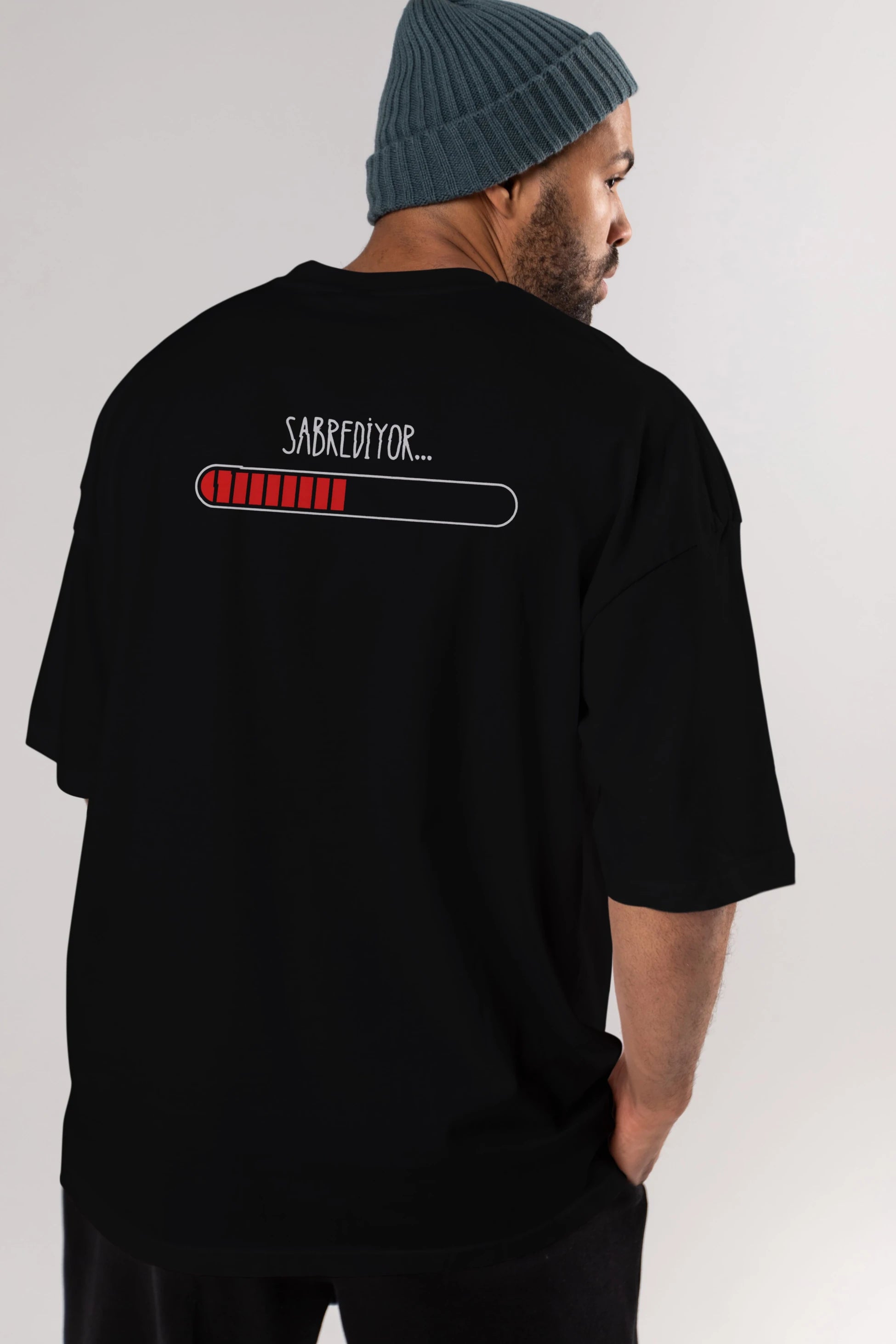 Sabrediyor Yazılı Arka Baskılı Oversize t-shirt Erkek Kadın Unisex