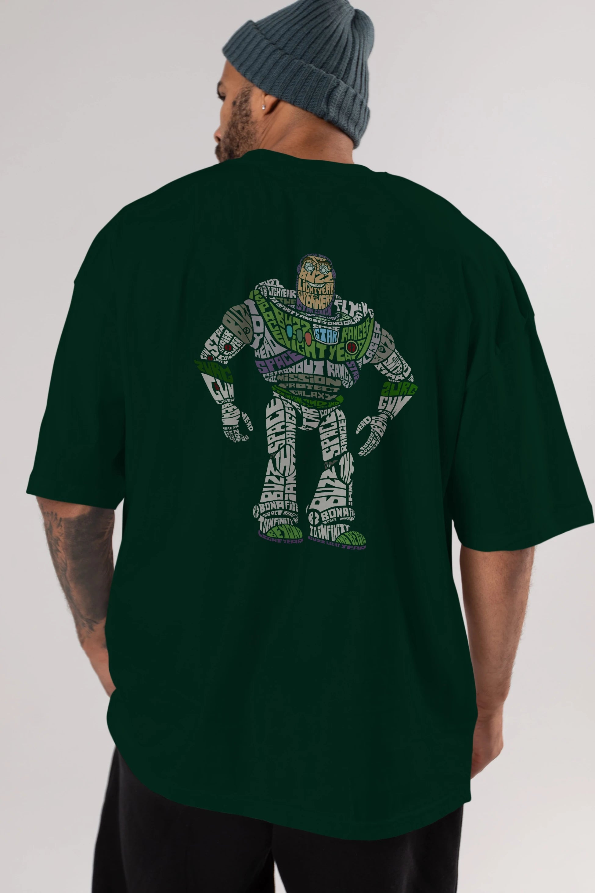 Buzz Arka Baskılı Oversize t-shirt %100 pamuk Erkek Kadın Unisex