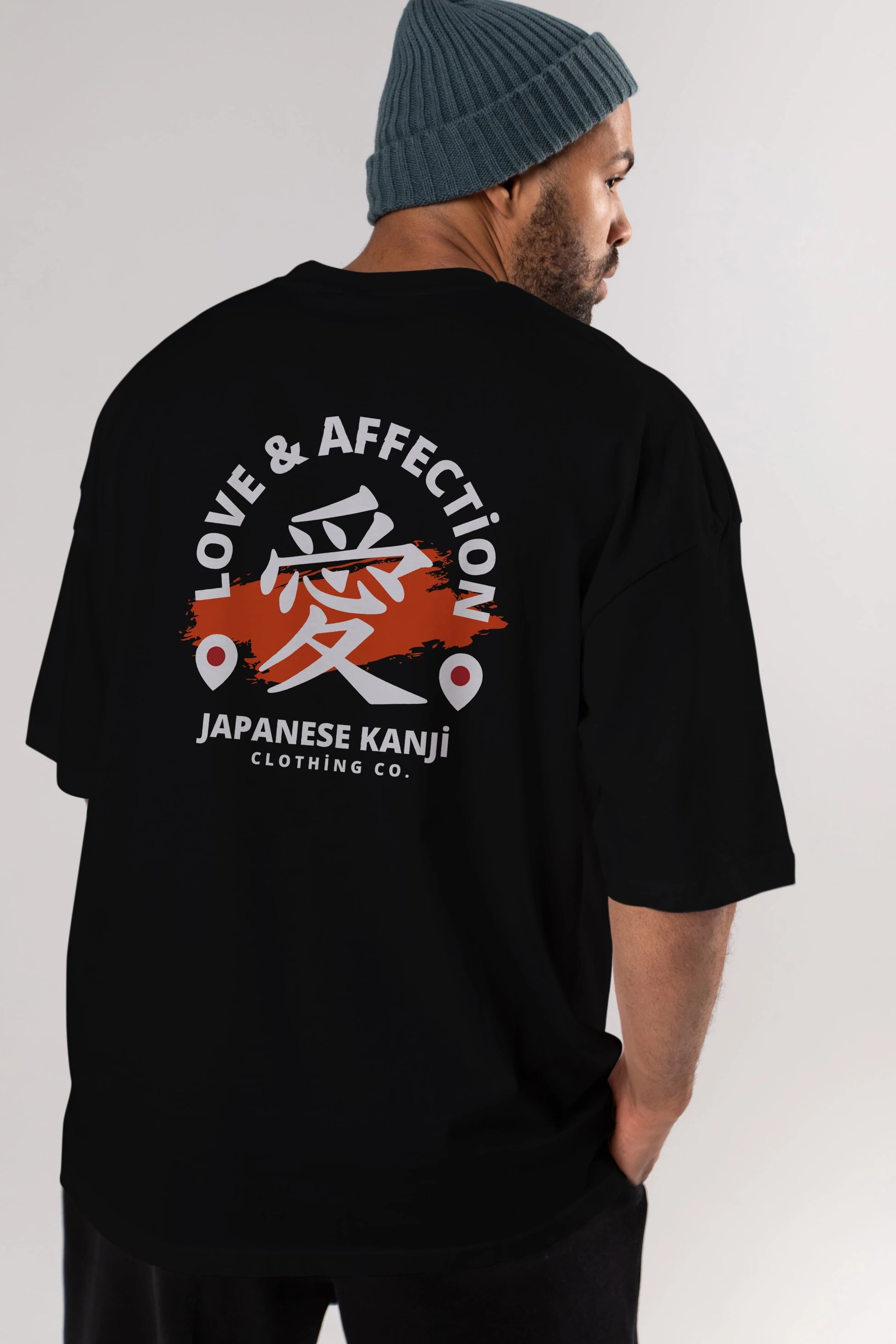 Love Affection Japanese Yazılı Arka Baskılı Oversize t-shirt Erkek Kadın Unisex
