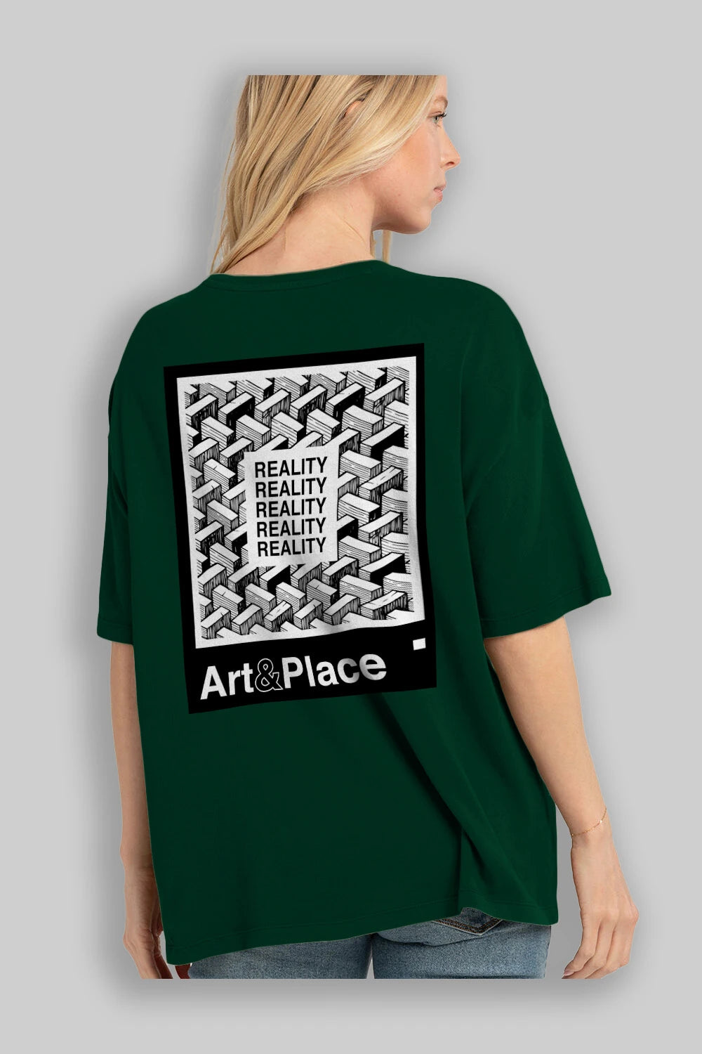 Reality Arka Baskılı Oversize t-shirt Erkek Kadın Unisex