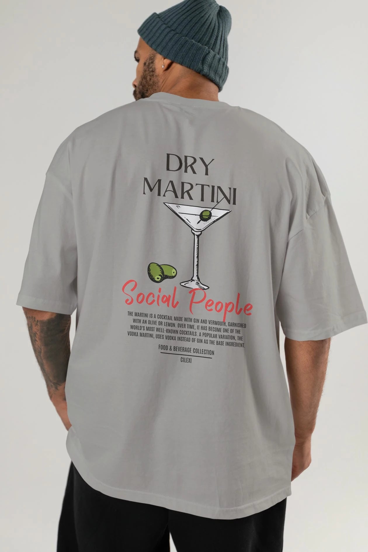Dry Martını Kokteyl Serisi Baskılı Oversize t-shirt Erkek Kadın Unisex %100 Pamuk Bisiklet Yaka tişort