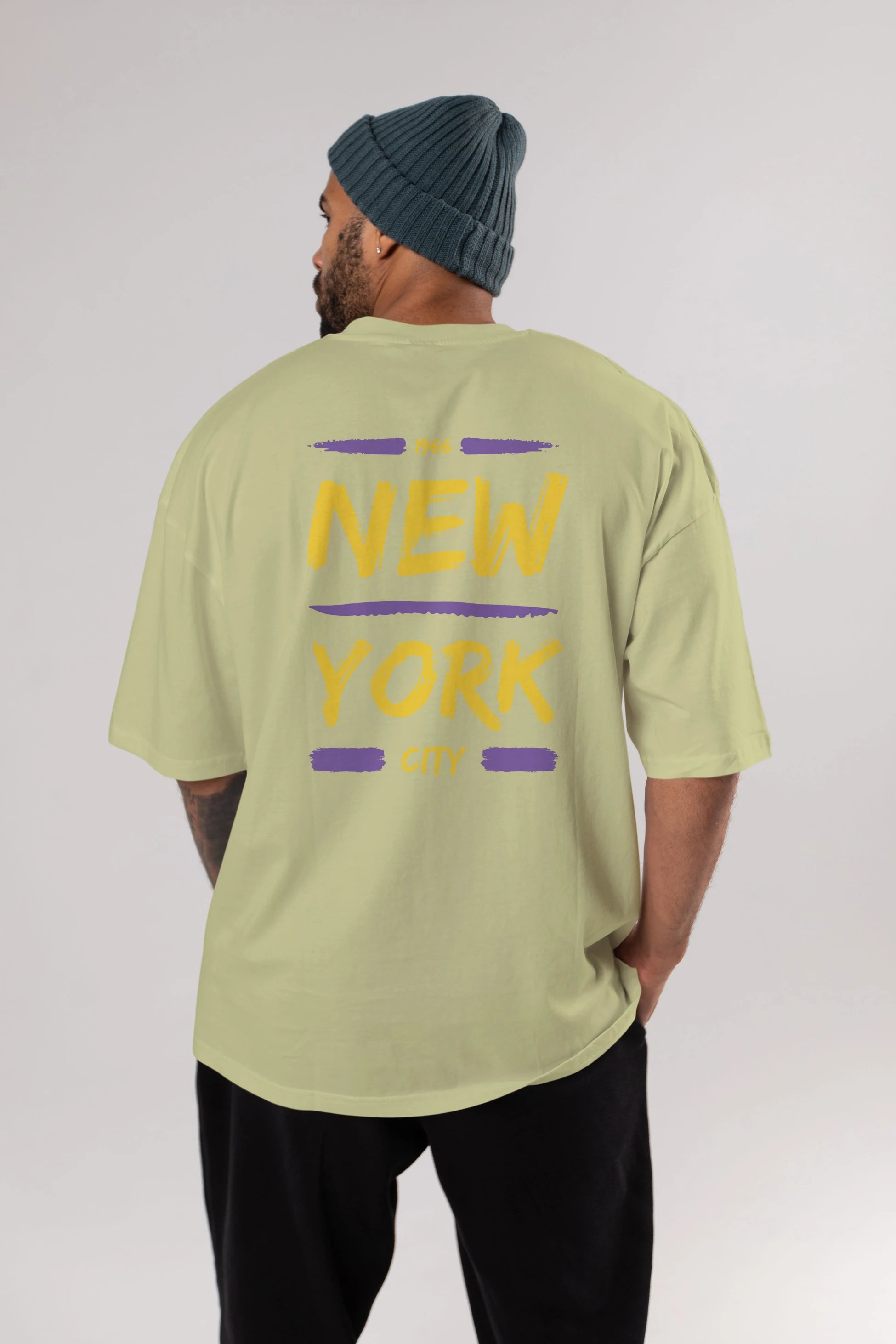 New York City 2 Arka Baskılı Oversize t-shirt Erkek Kadın Unisex