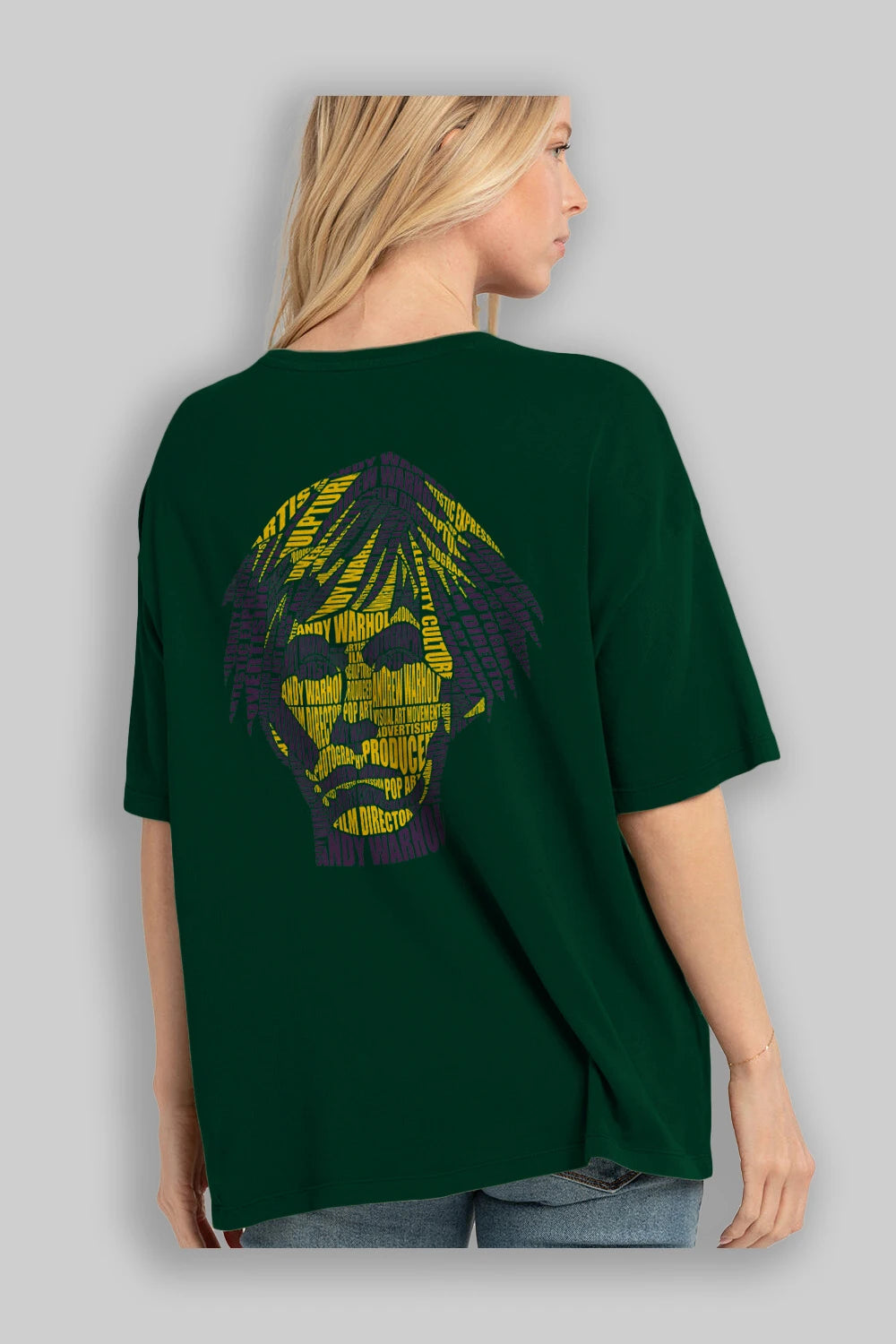 Andy Warhol Calligram Arka Baskılı Oversize t-shirt %100 pamuk Erkek Kadın Unisex