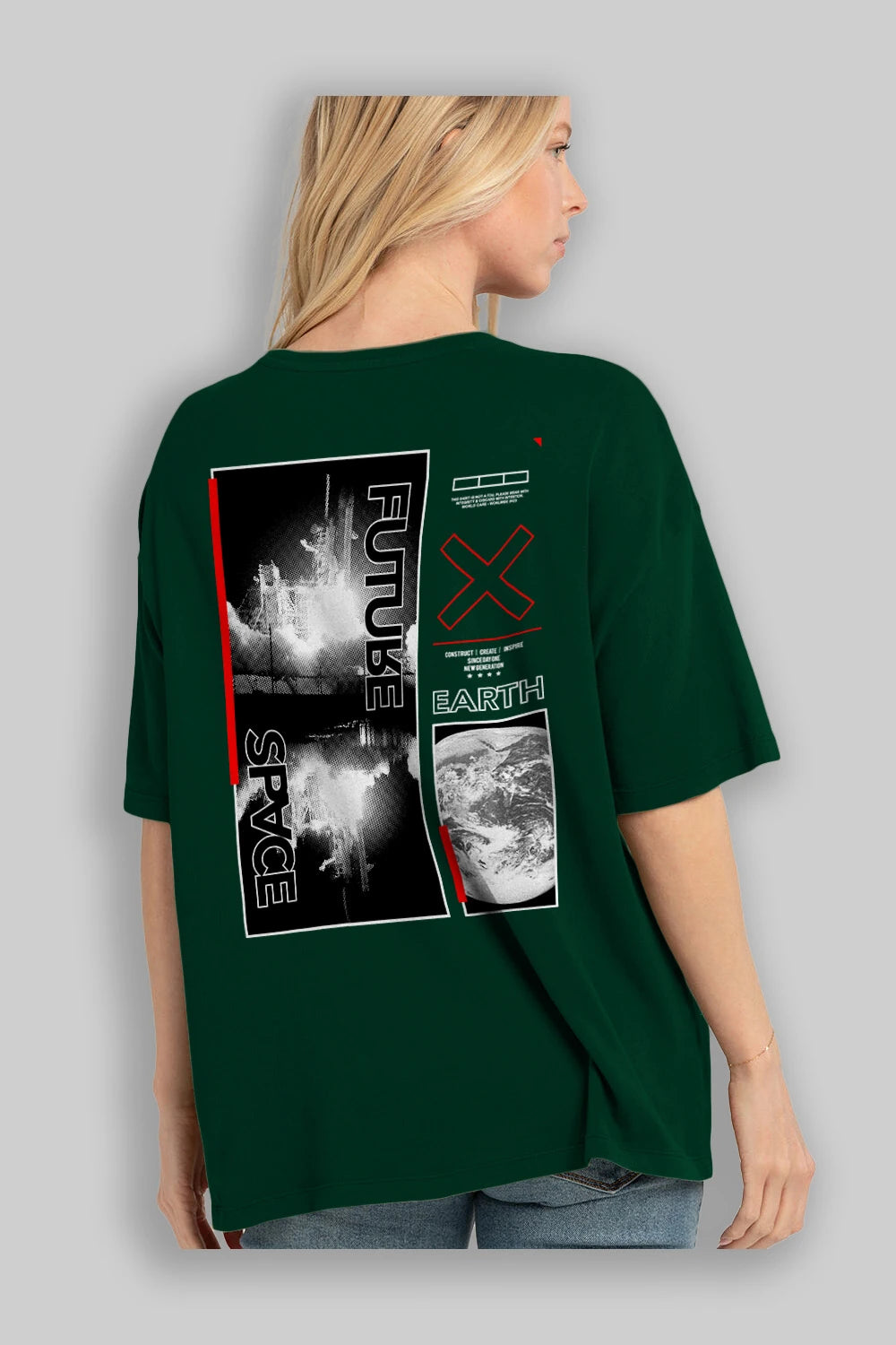 Future Space Arka Baskılı Oversize t-shirt Erkek Kadın Unisex