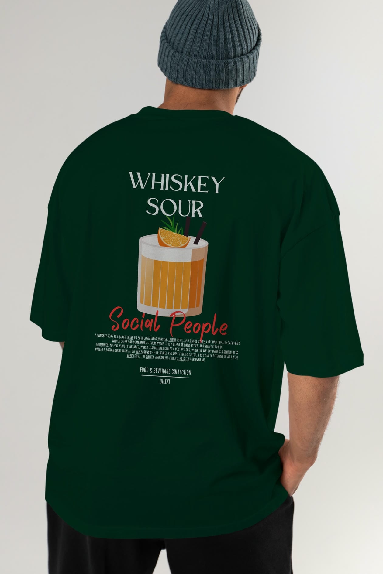 Whıskey Sour Kokteyl Serisi Baskılı Oversize t-shirt Erkek Kadın Unisex %100 Pamuk Bisiklet Yaka tişort