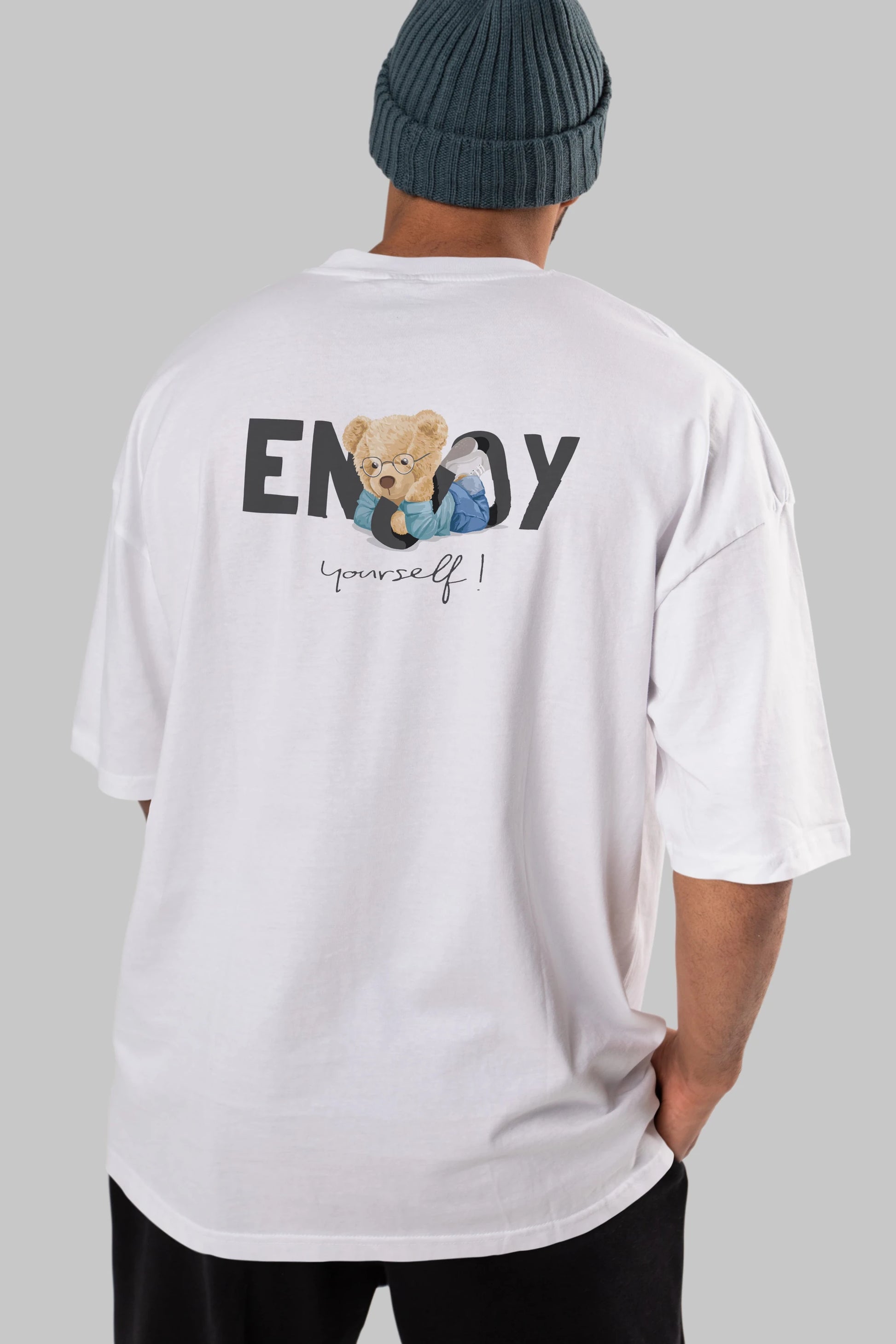 Teddy Bear Yourself Arka Baskılı Oversize t-shirt Erkek Kadın Unisex %100 Pamuk