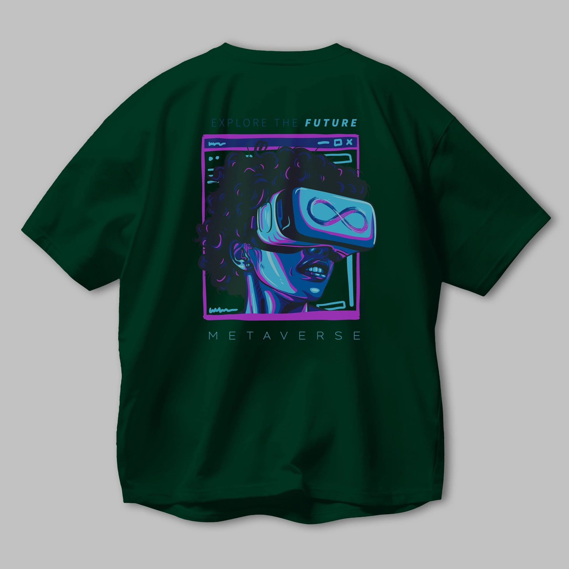 Metaverse Arka Baskılı Oversize t-shirt Erkek Kadın Unisex