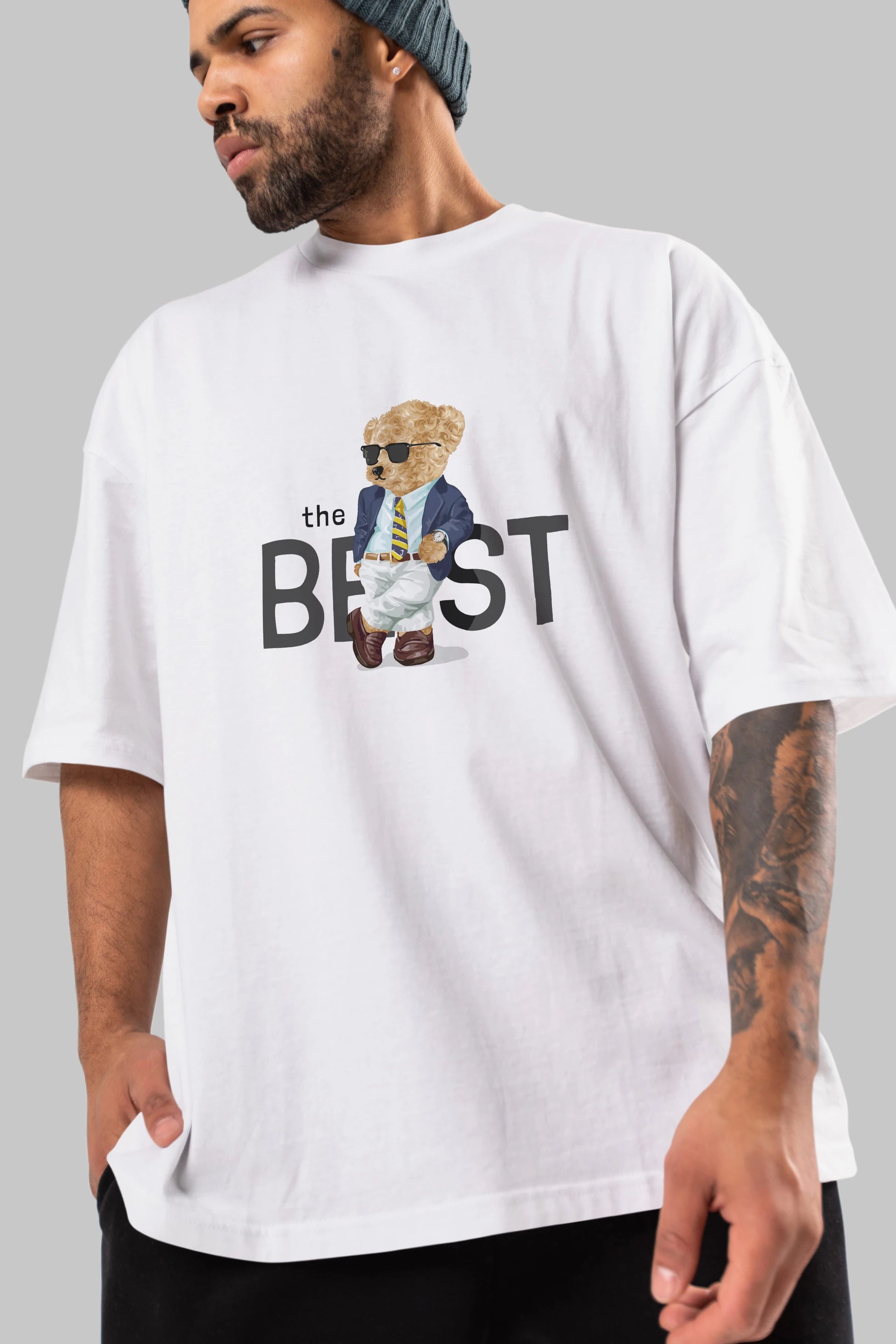 Teddy Bear The Best Ön Baskılı Oversize t-shirt Erkek Kadın Unisex %100 Pamuk