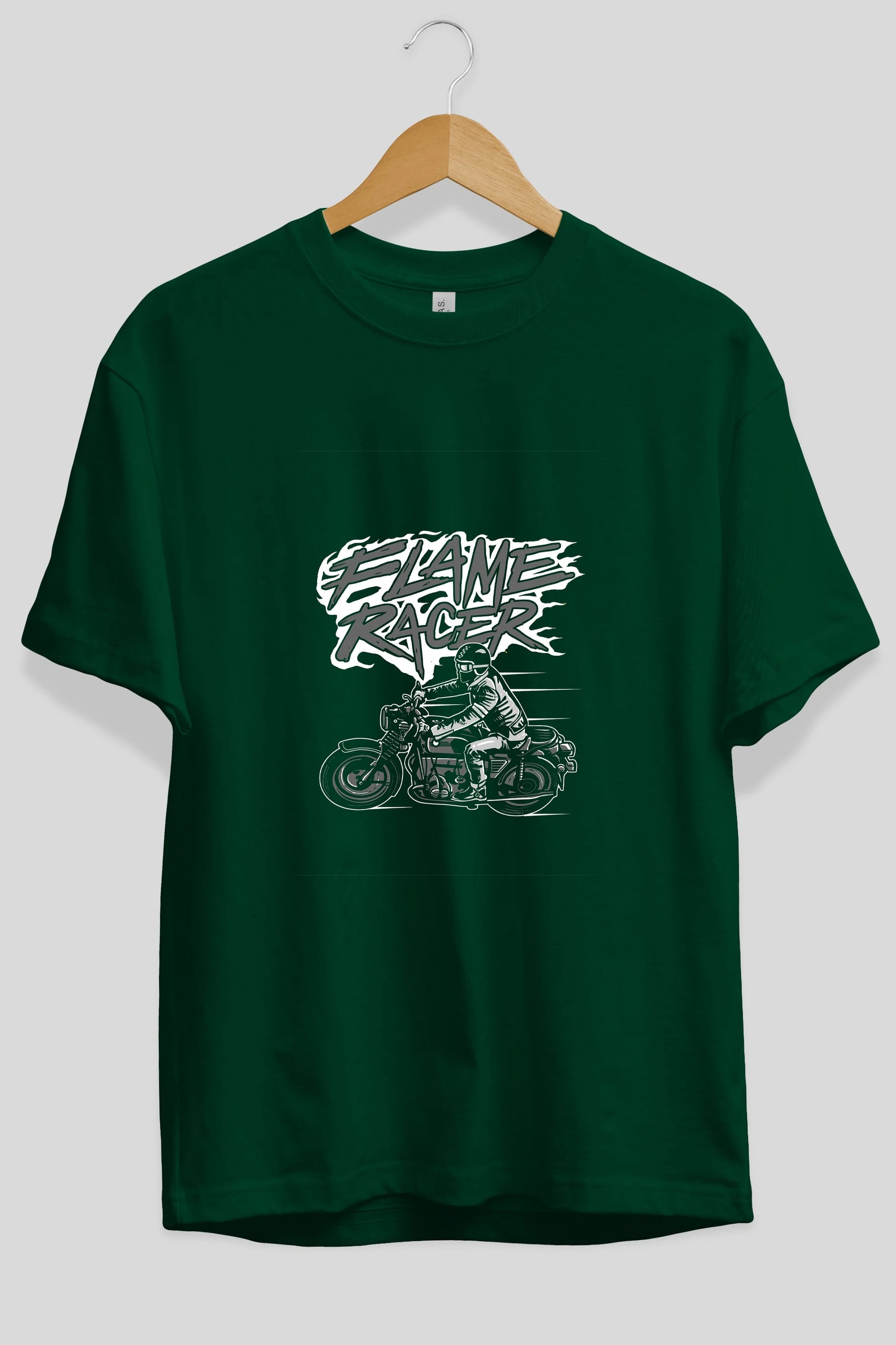 Flame Racer Ön Baskılı Oversize t-shirt Erkek Kadın Unisex %100 Pamuk tişort