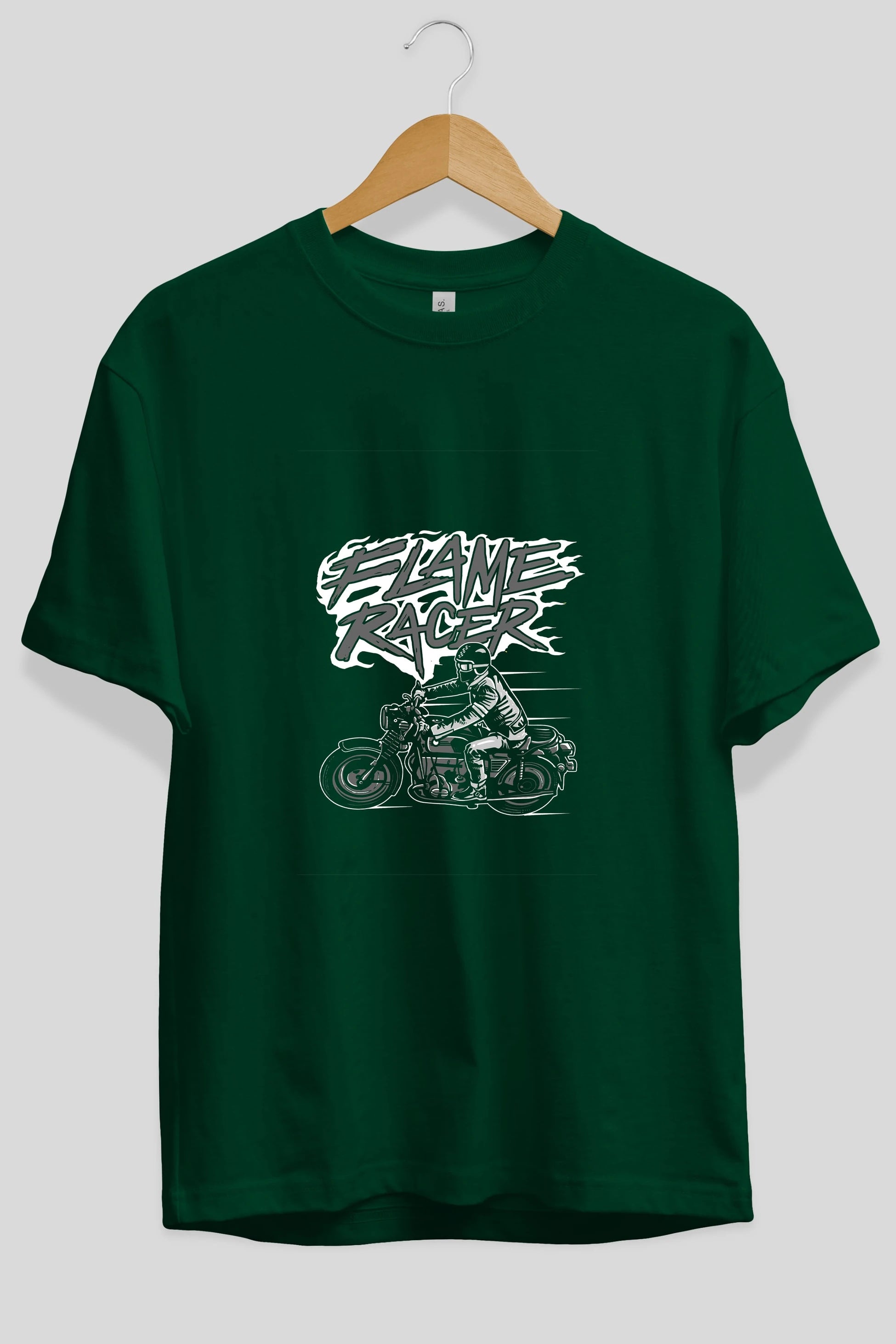 Flame Racer Ön Baskılı Oversize t-shirt Erkek Kadın Unisex %100 Pamuk tişort