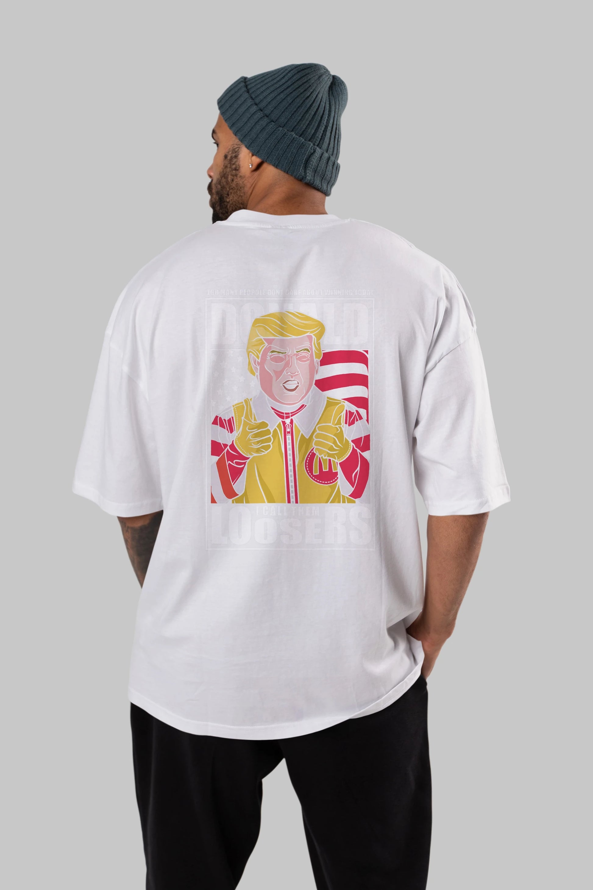 Ronald Trump Arka Baskılı Oversize t-shirt Erkek Kadın Unisex %100 Pamuk tişort
