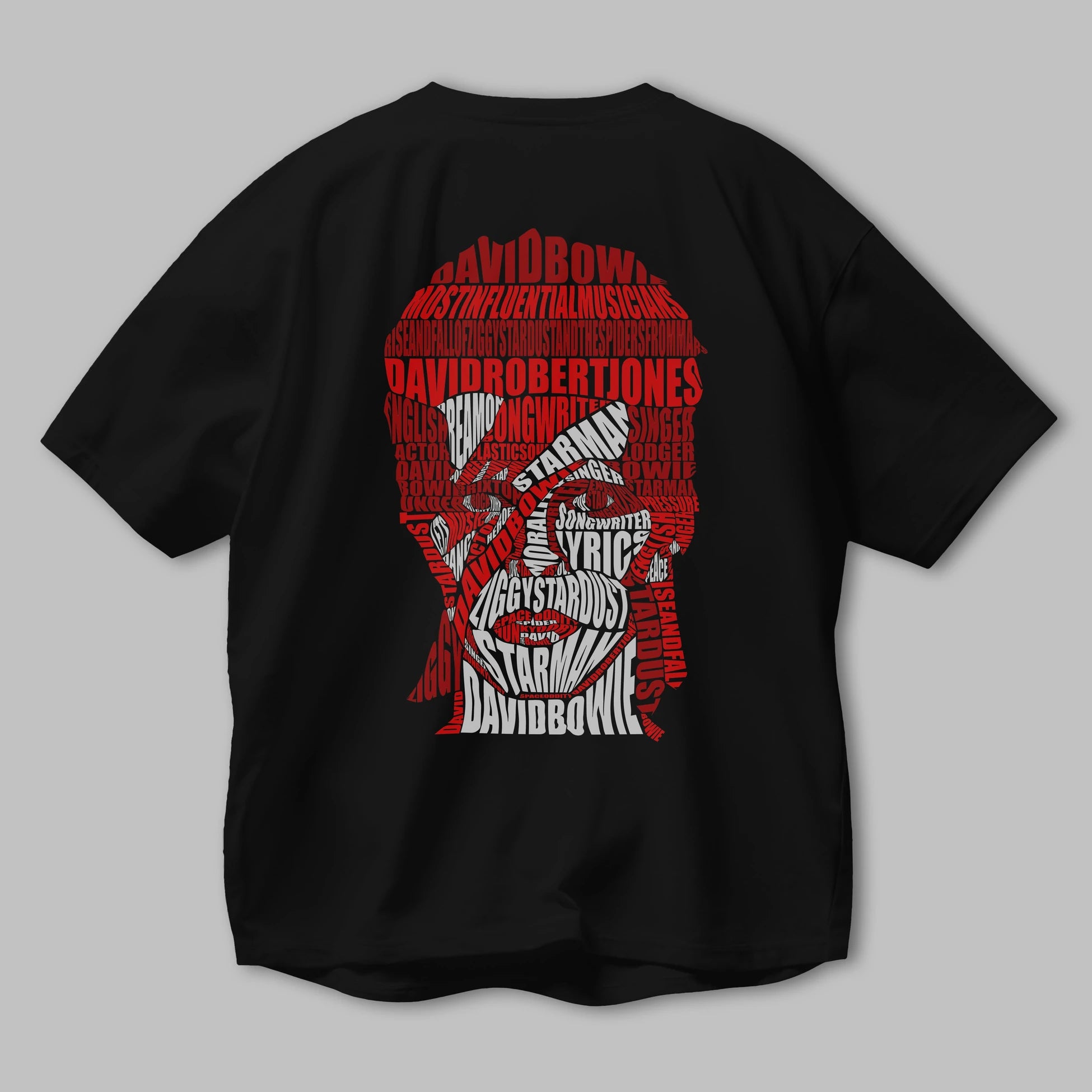 David Bowie Calligram Arka Baskılı Oversize t-shirt %100 pamuk Erkek Kadın Unisex