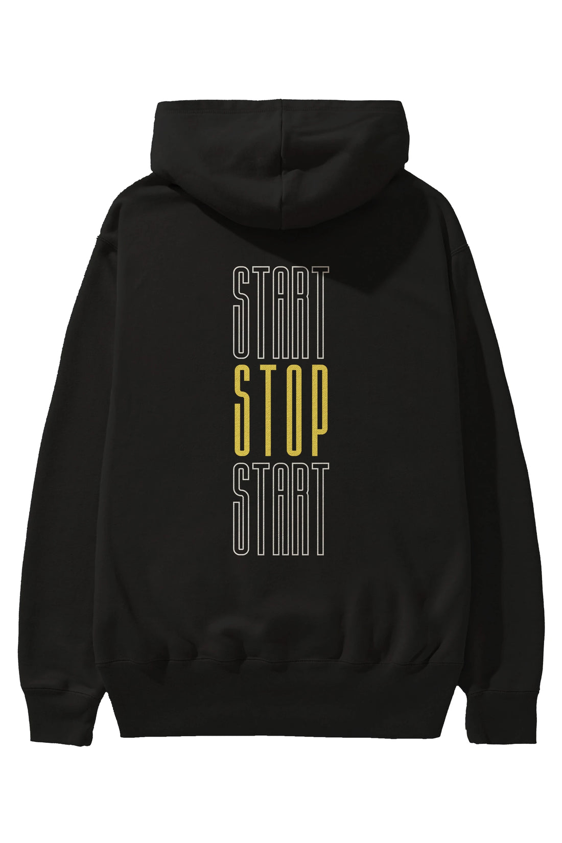 Start Stop Start Yazılı Arka Baskılı Oversize Hoodie Kapüşonlu Sweatshirt Erkek Kadın Unisex