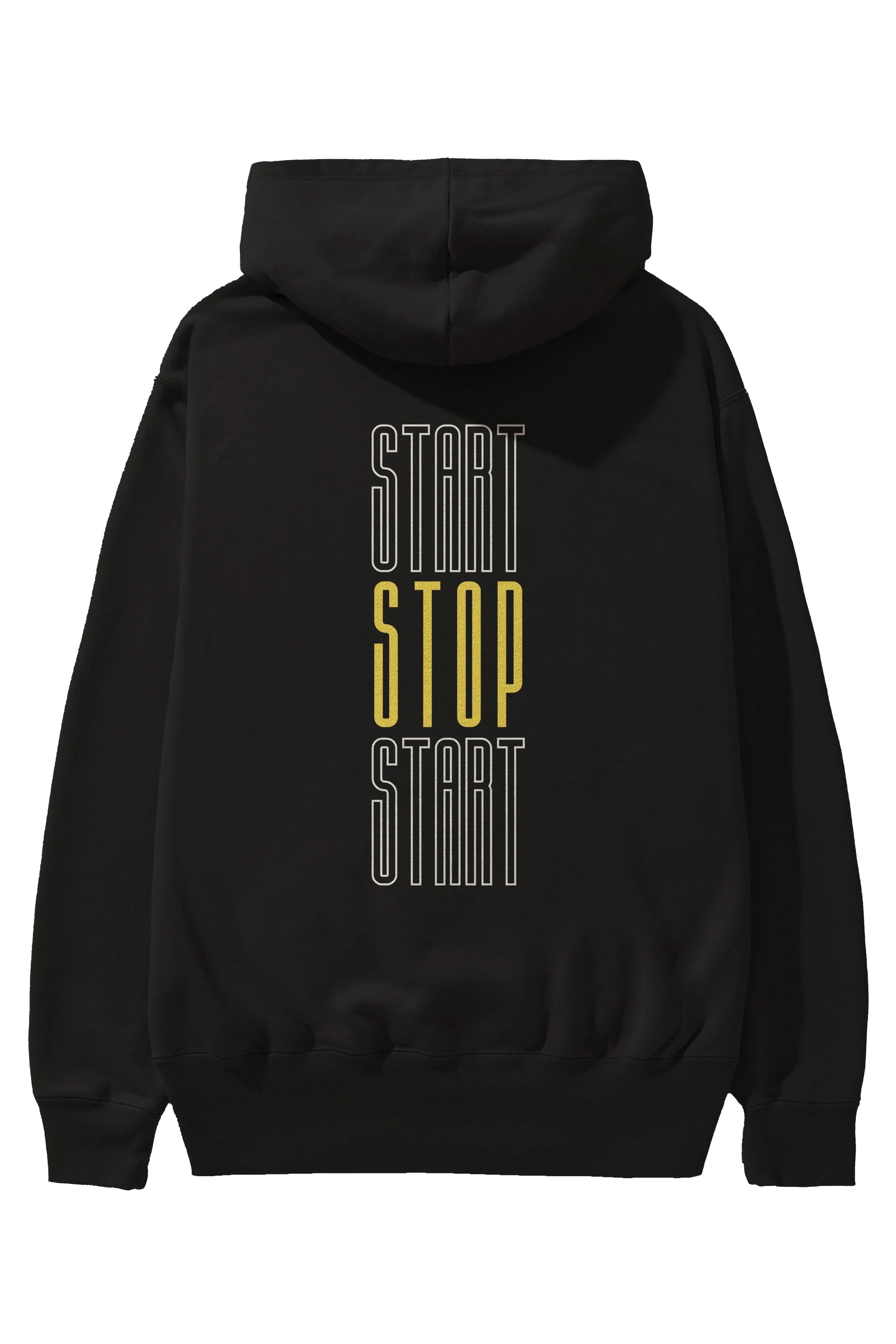 Start Stop Start Yazılı Arka Baskılı Oversize Hoodie Kapüşonlu Sweatshirt Erkek Kadın Unisex