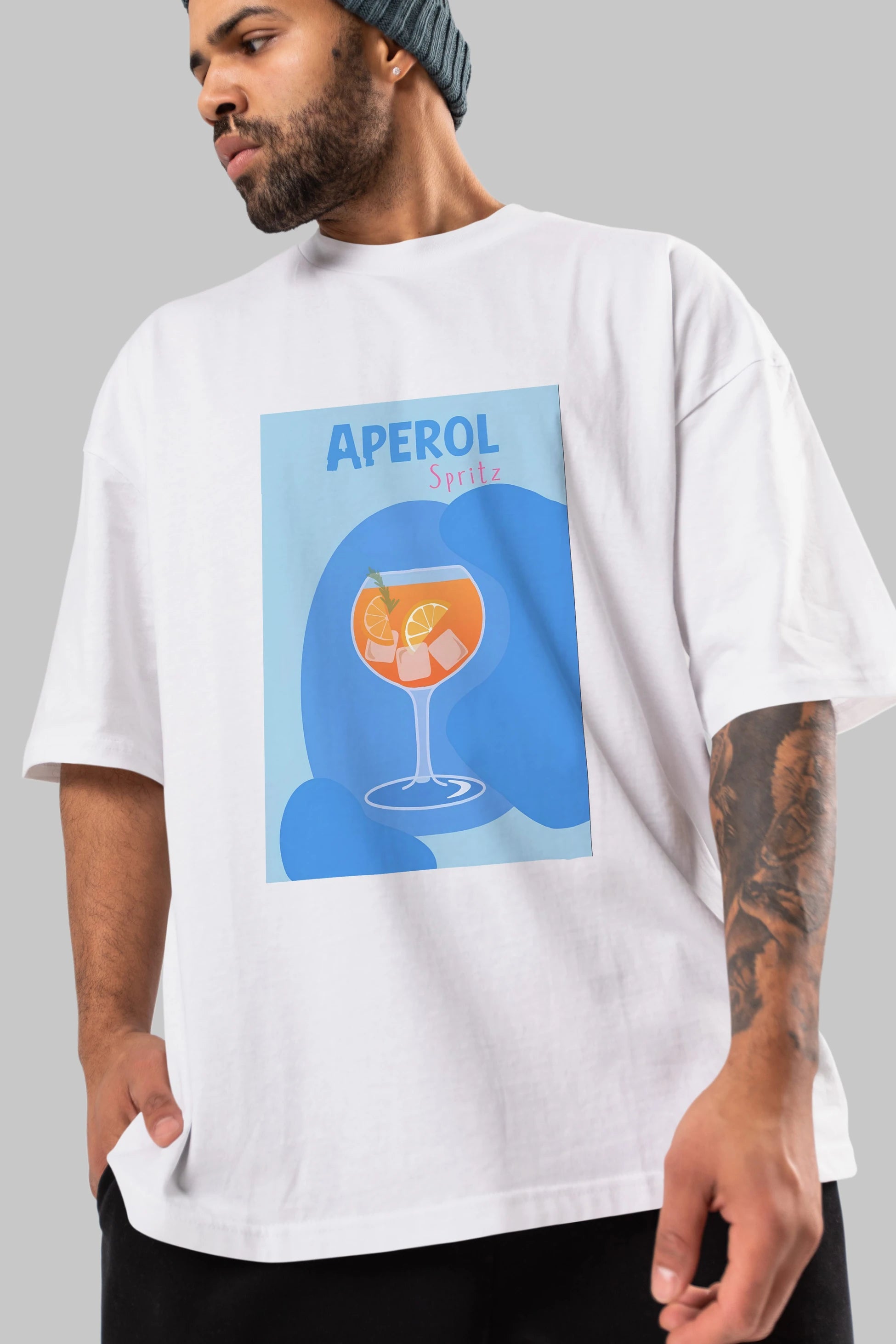 Aperol Spritz 10 Ön Baskılı Oversize t-shirt Erkek Kadın Unisex %100 Pamuk Bisiklet Yaka tişort
