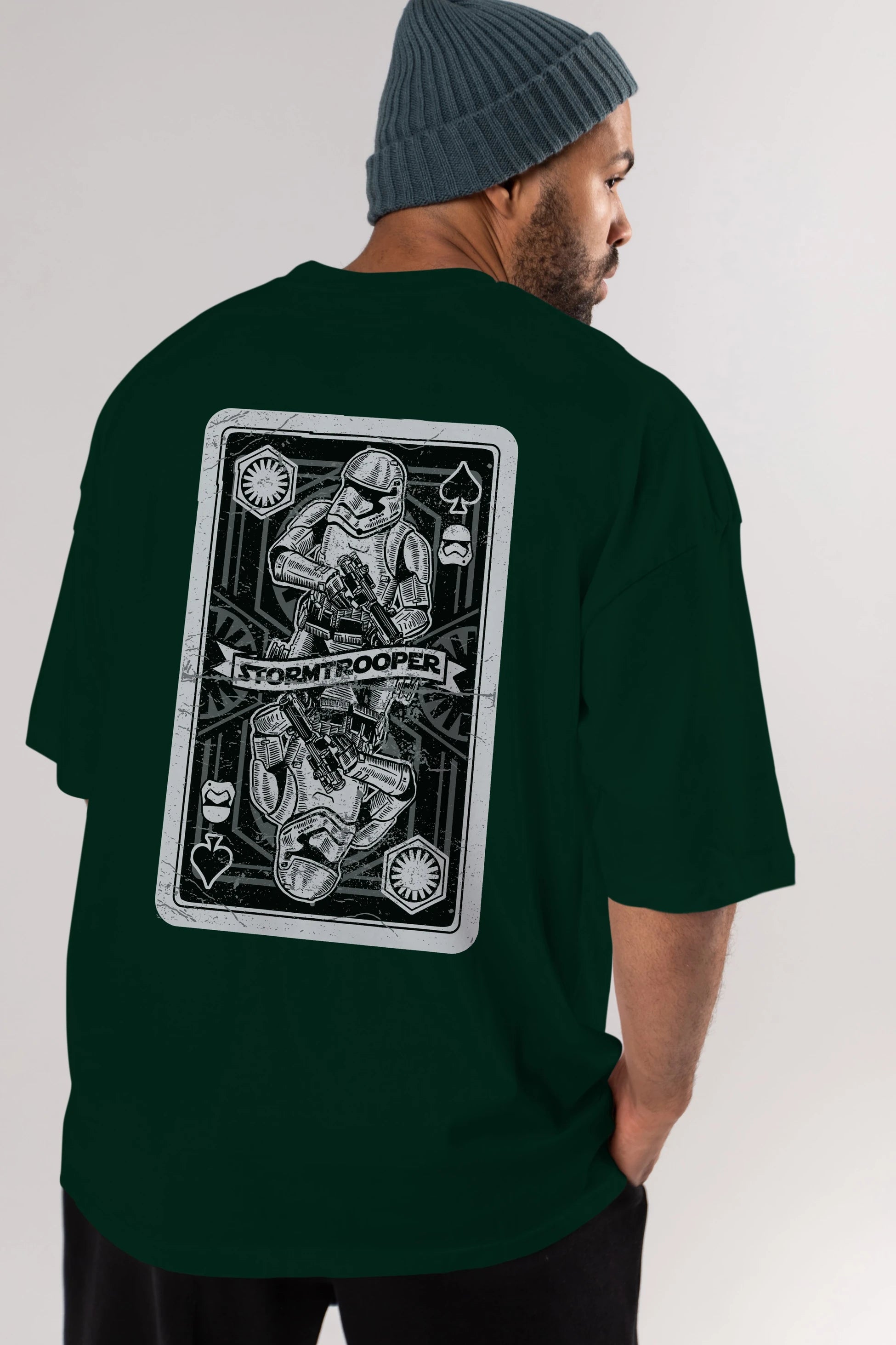 Stormtrooper Playing Card Arka Baskılı Oversize t-shirt Erkek Kadın Unisex %100 Pamuk