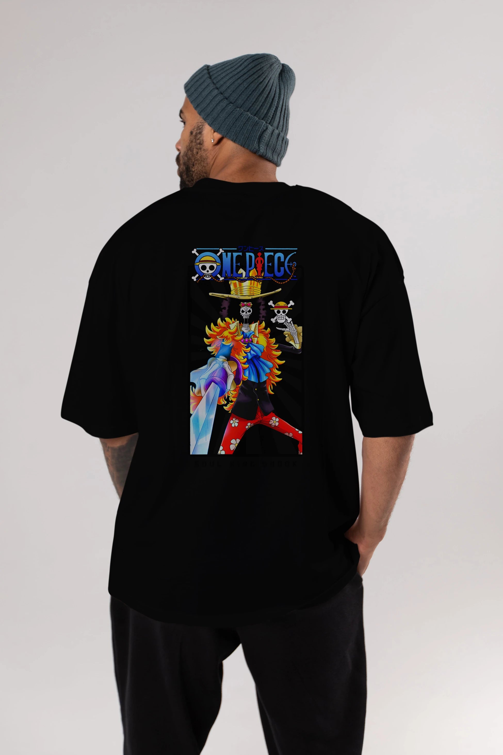 Brook Anime Arka Baskılı Oversize t-shirt Erkek Kadın Unisex %100 pamuk tişort