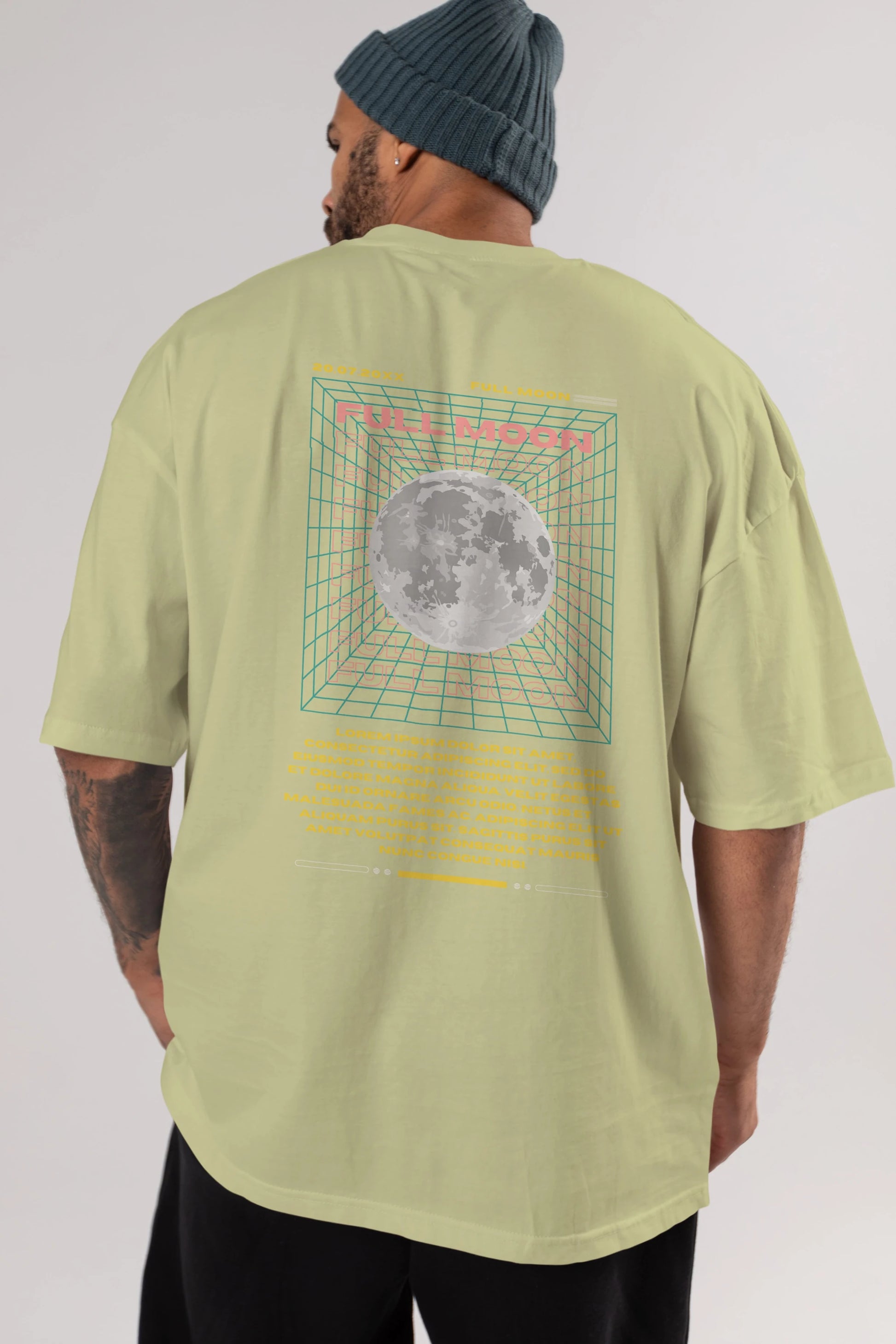 Full Moon Yazılı Arka Baskılı Oversize t-shirt Erkek Kadın Unisex
