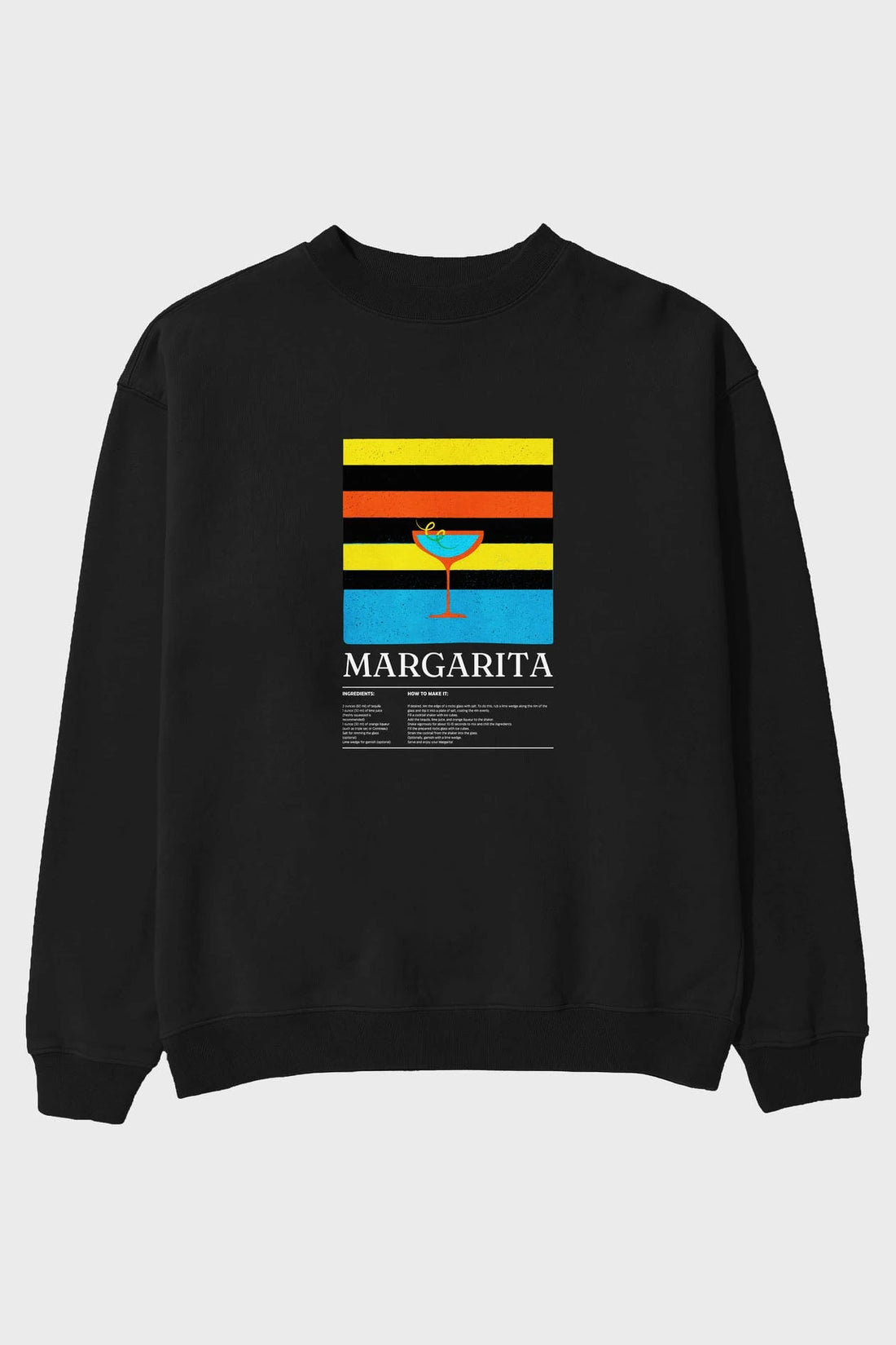 Margarita ön Baskılı Oversize Sweatshirt Erkek Kadın Unisex