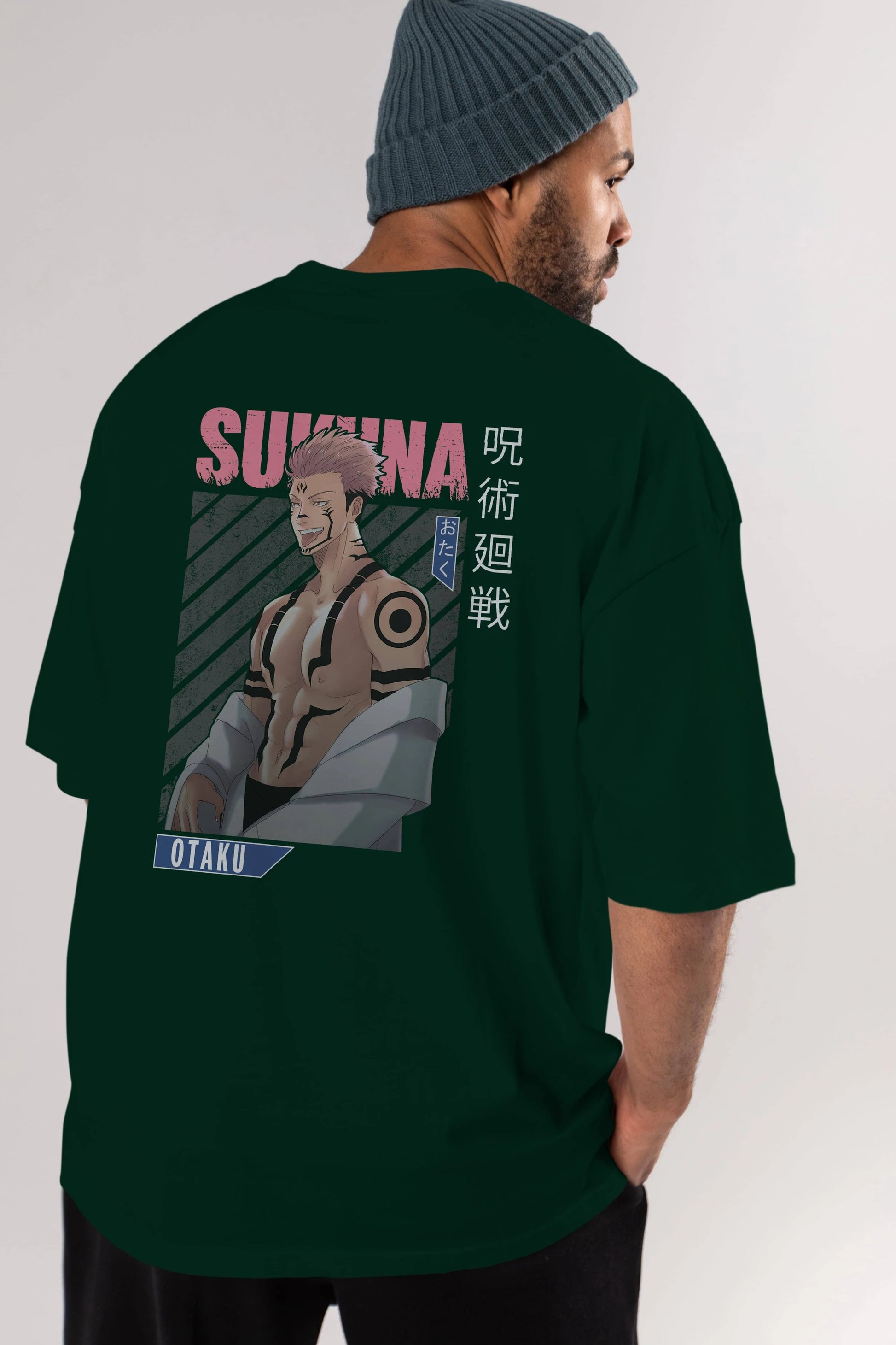 Sukuna Ryoumen Anime Arka Baskılı Oversize t-shirt Erkek Kadın Unisex