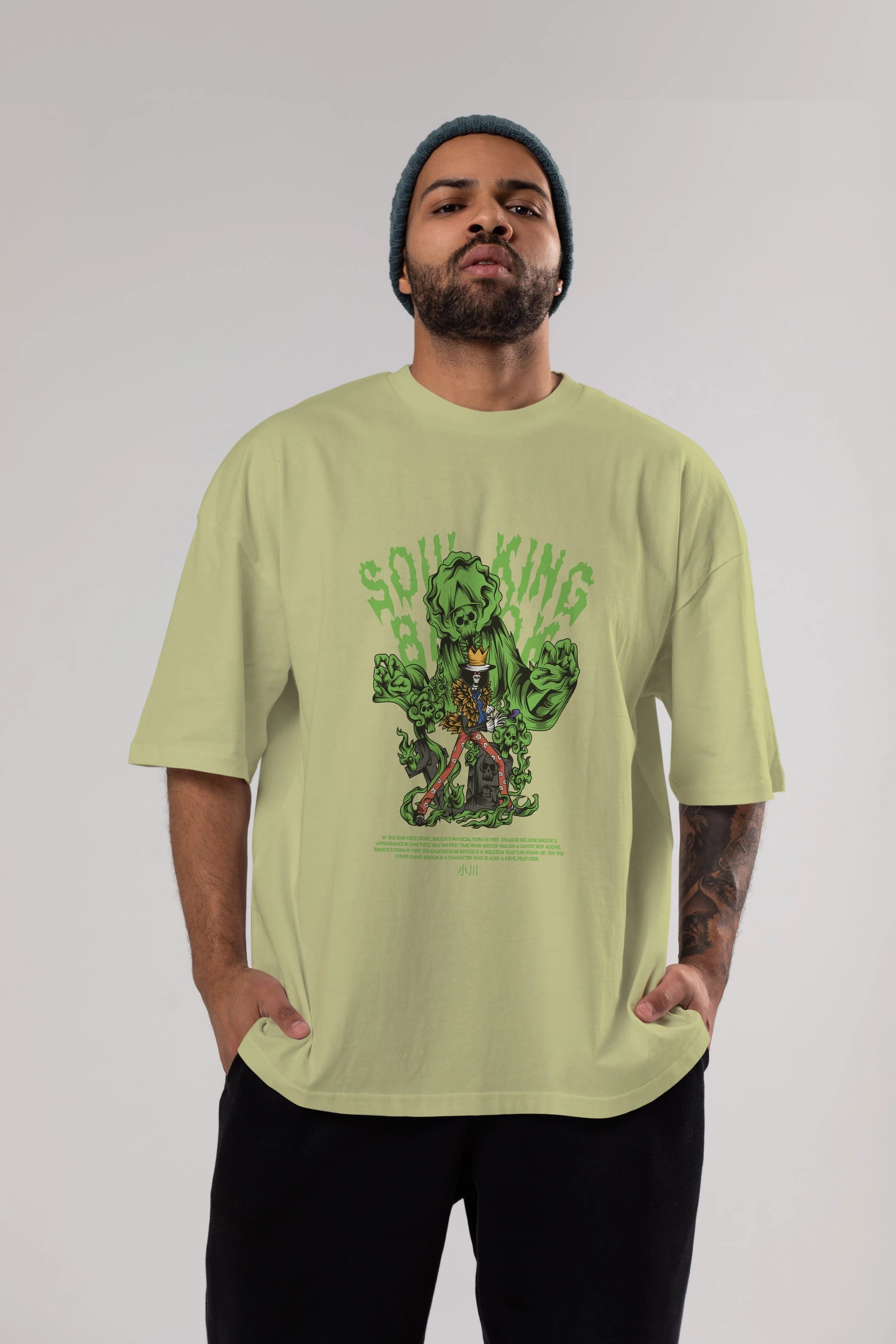 Soul King Brook Anime Ön Baskılı Oversize t-shirt %100 pamuk Erkek Kadın Unisex