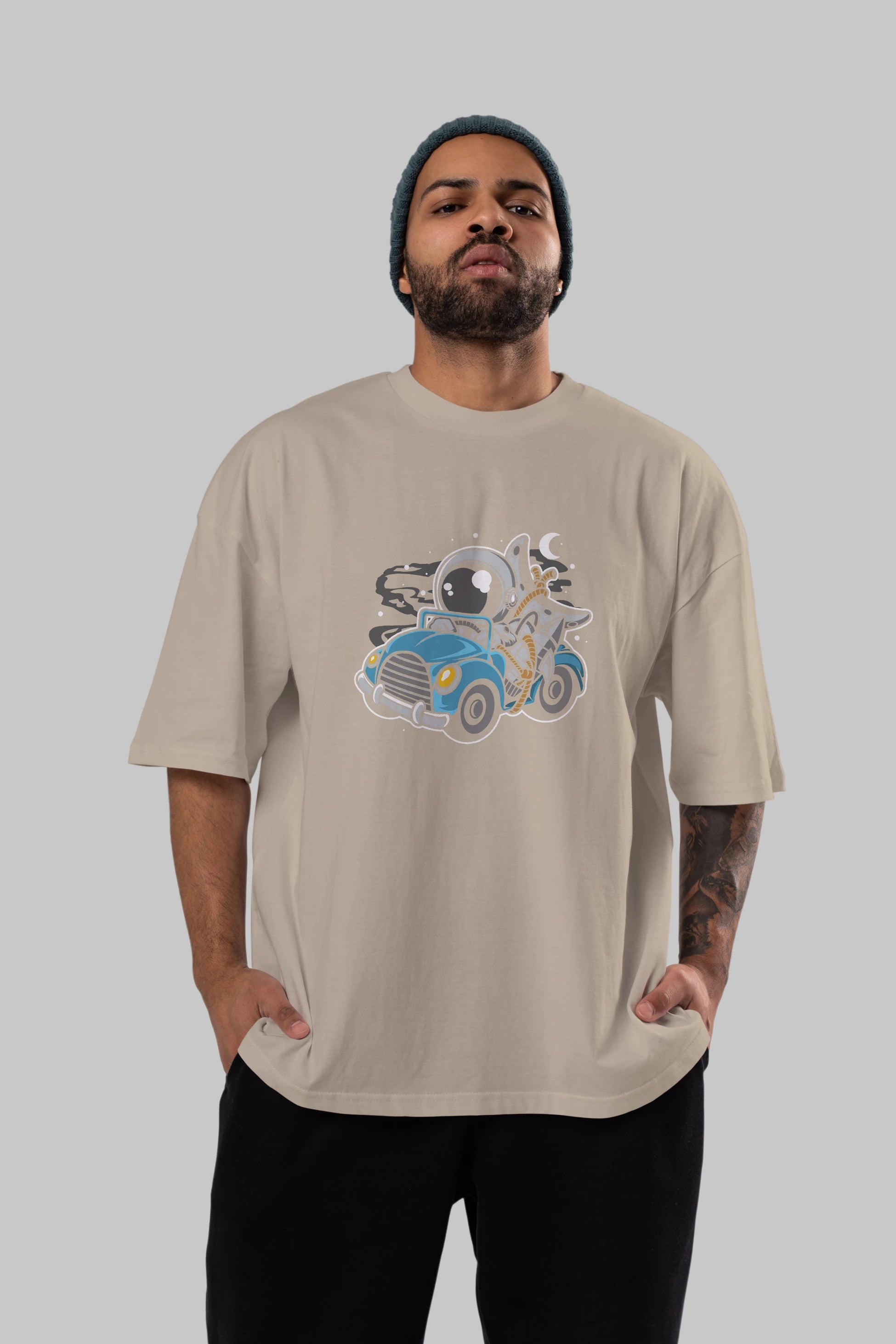 Astronaut Journey Ön Baskılı Oversize t-shirt Erkek Kadın Unisex