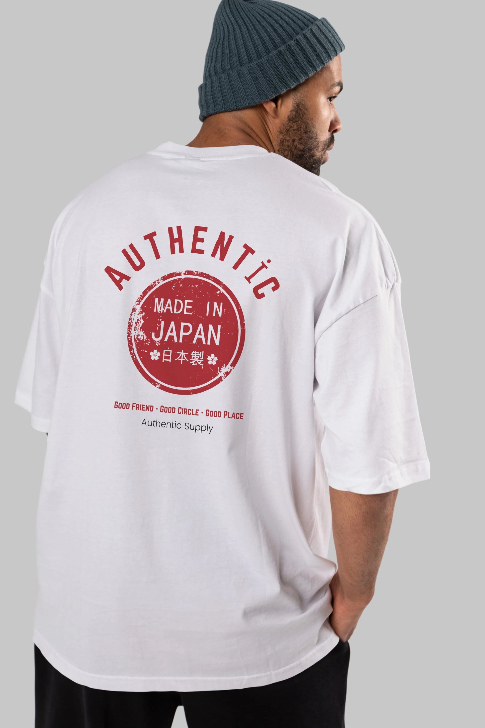 Authentic Japan Style Arka Baskılı Oversize t-shirt Erkek Kadın Unisex